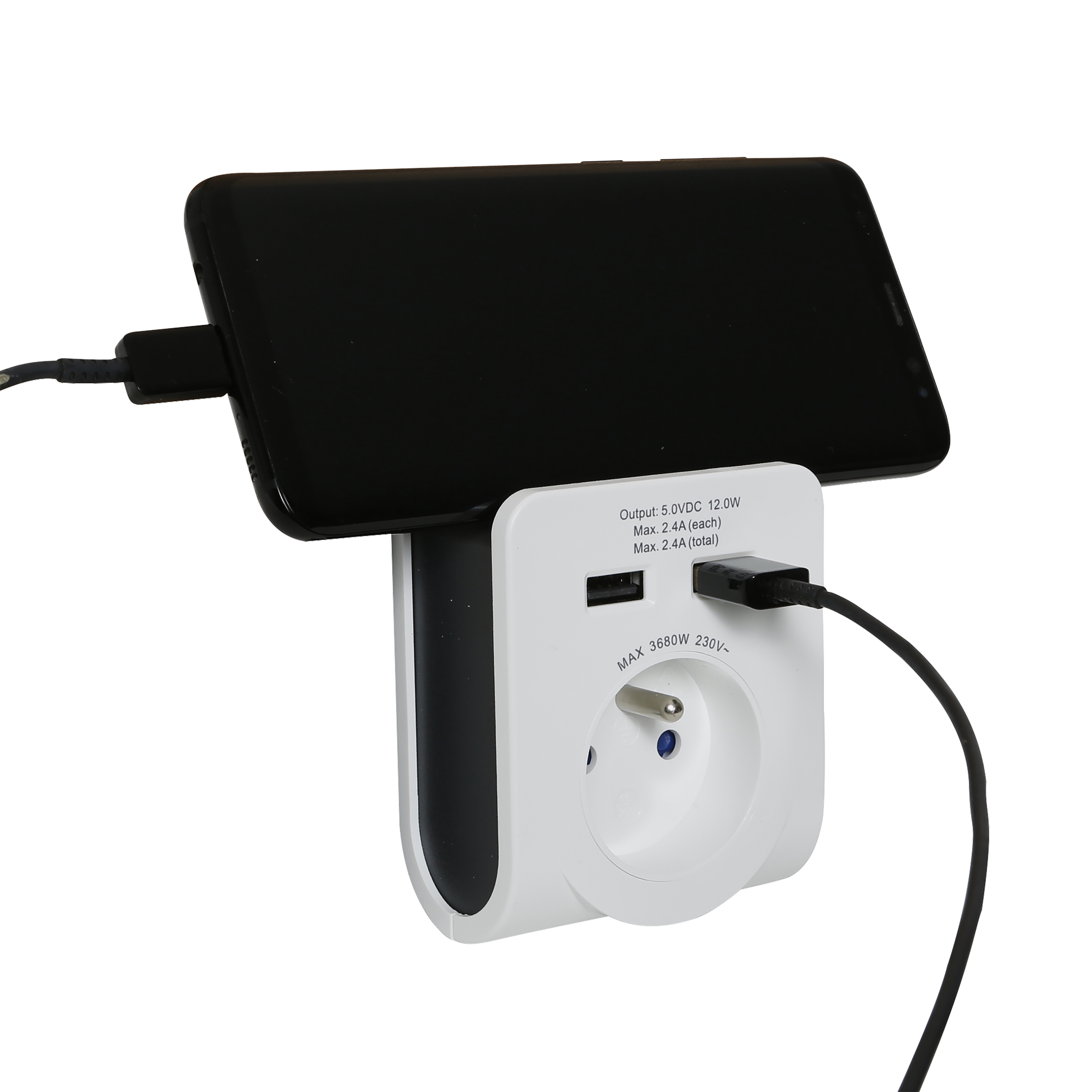 Chargeur 2 USB-A (câble non fourni) + 1 prise, blanc, LEXMAN - 3