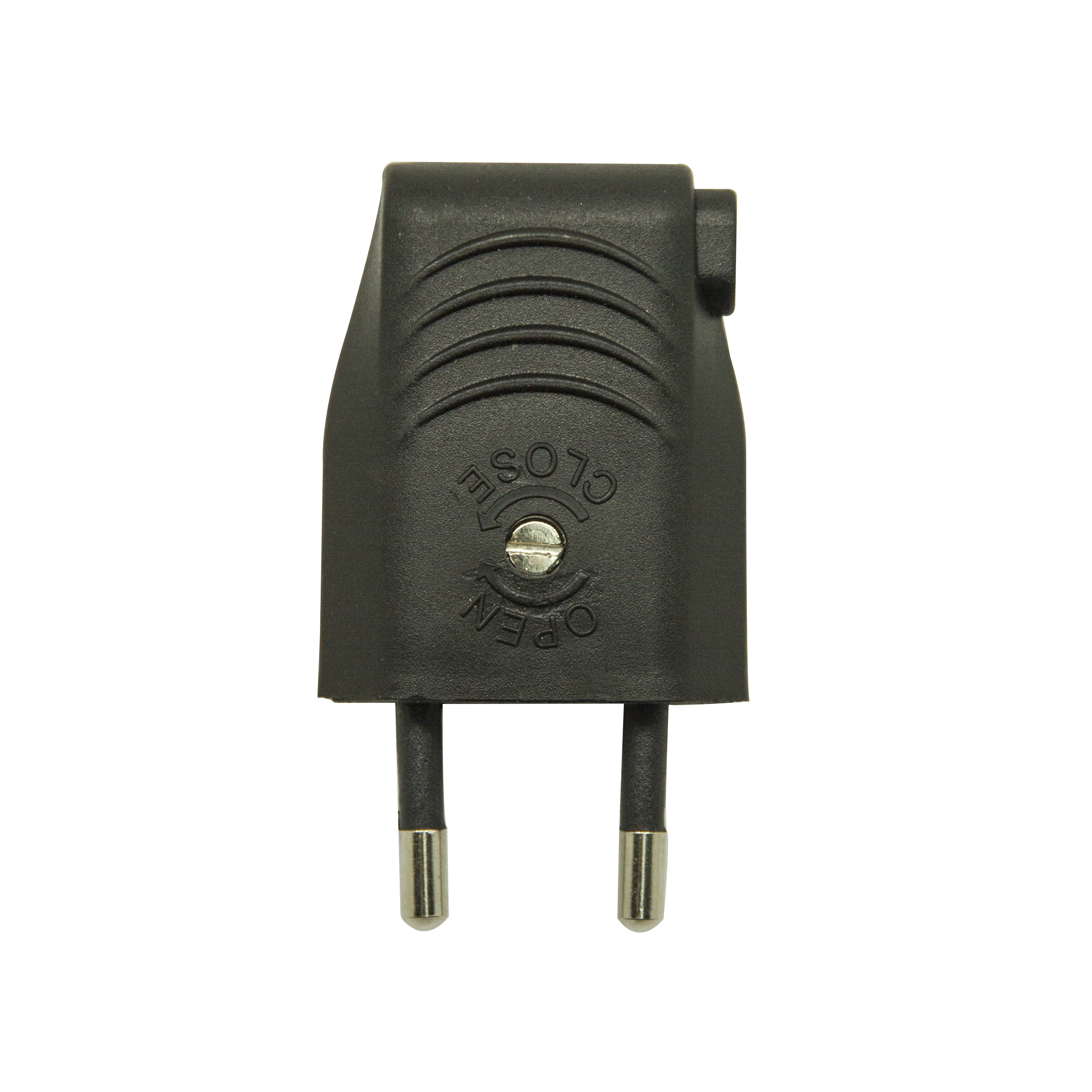 Fiche électrique mâle 2 pôles, connexion sur le côté, 6 A, noir - 5