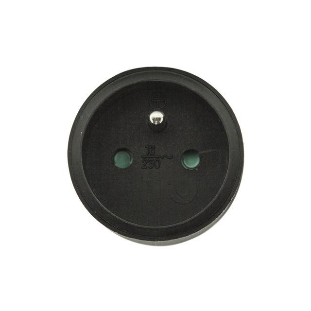 Fiche électrique femelle 2 pôles + terre, connexion en haut, 16 A, noir