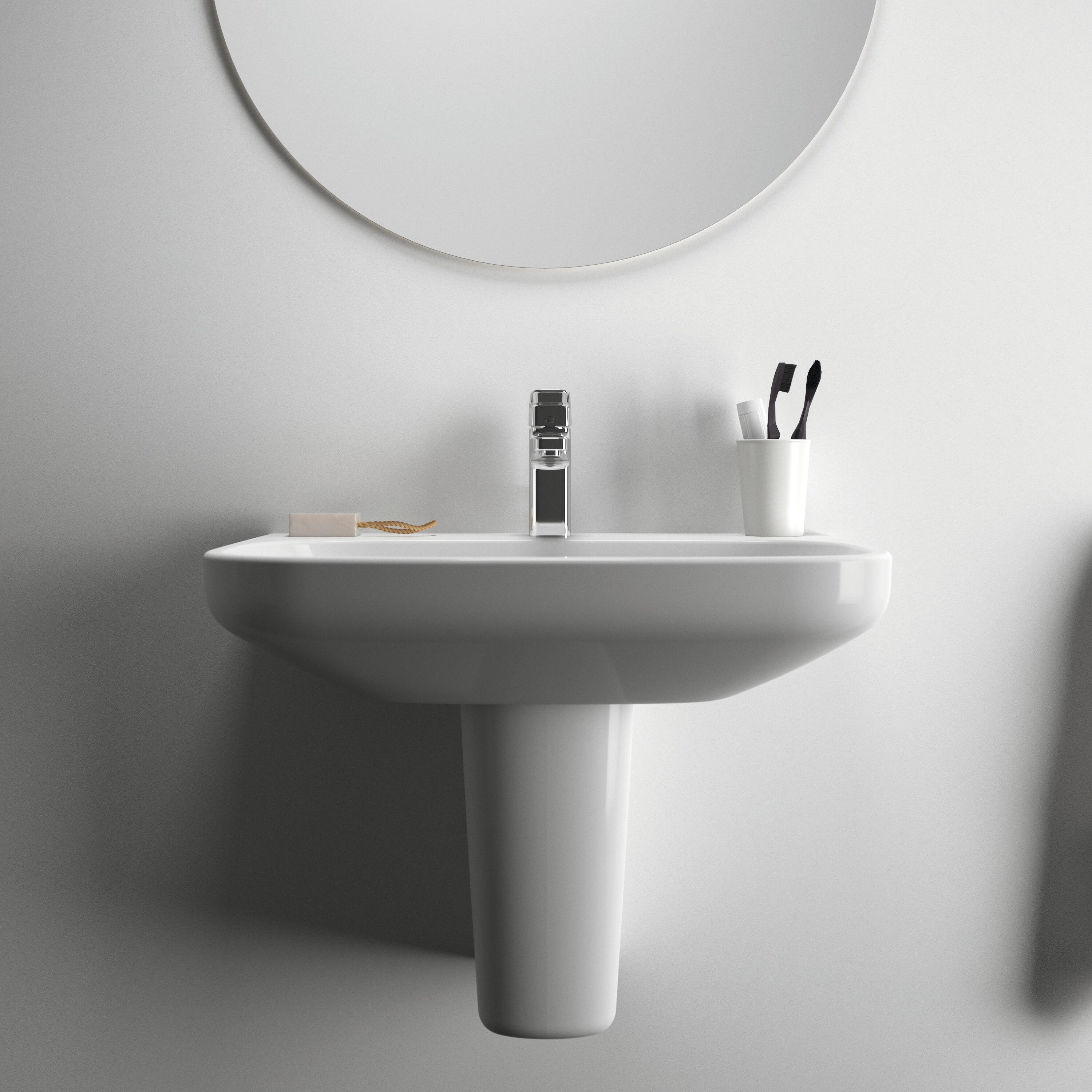 Lavabo sospeso ovale T470501 H 18 x P 48 cm in ceramica bianco lucido - 3