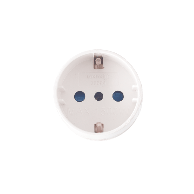 Adattatore semplice LEXMAN, 1 presa 1 16 A (2 poli + terra), con spina 10 A, bianco