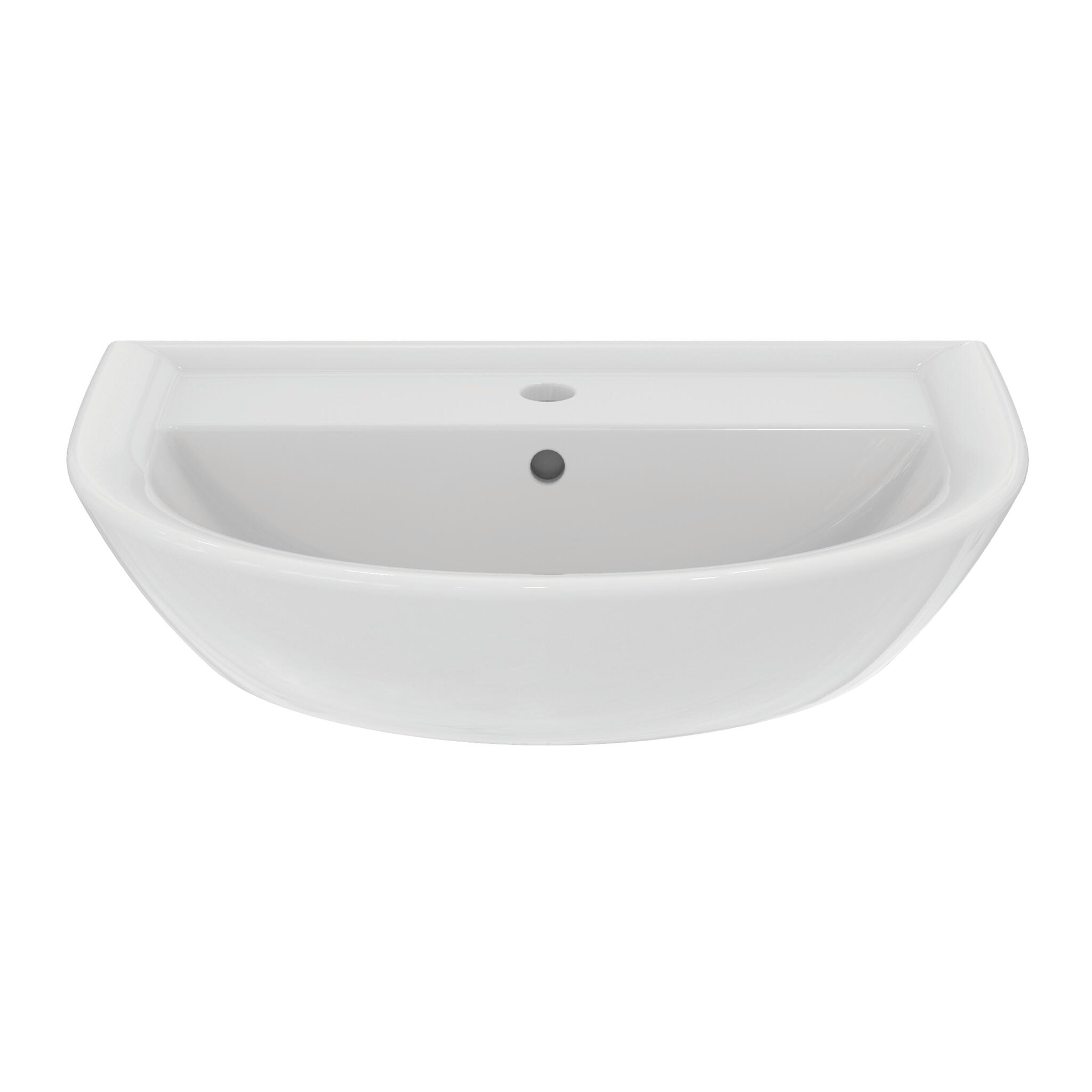 Lavabo sospeso tondo T469501 H 18 x P 49.5 cm in ceramica bianco lucido - 2