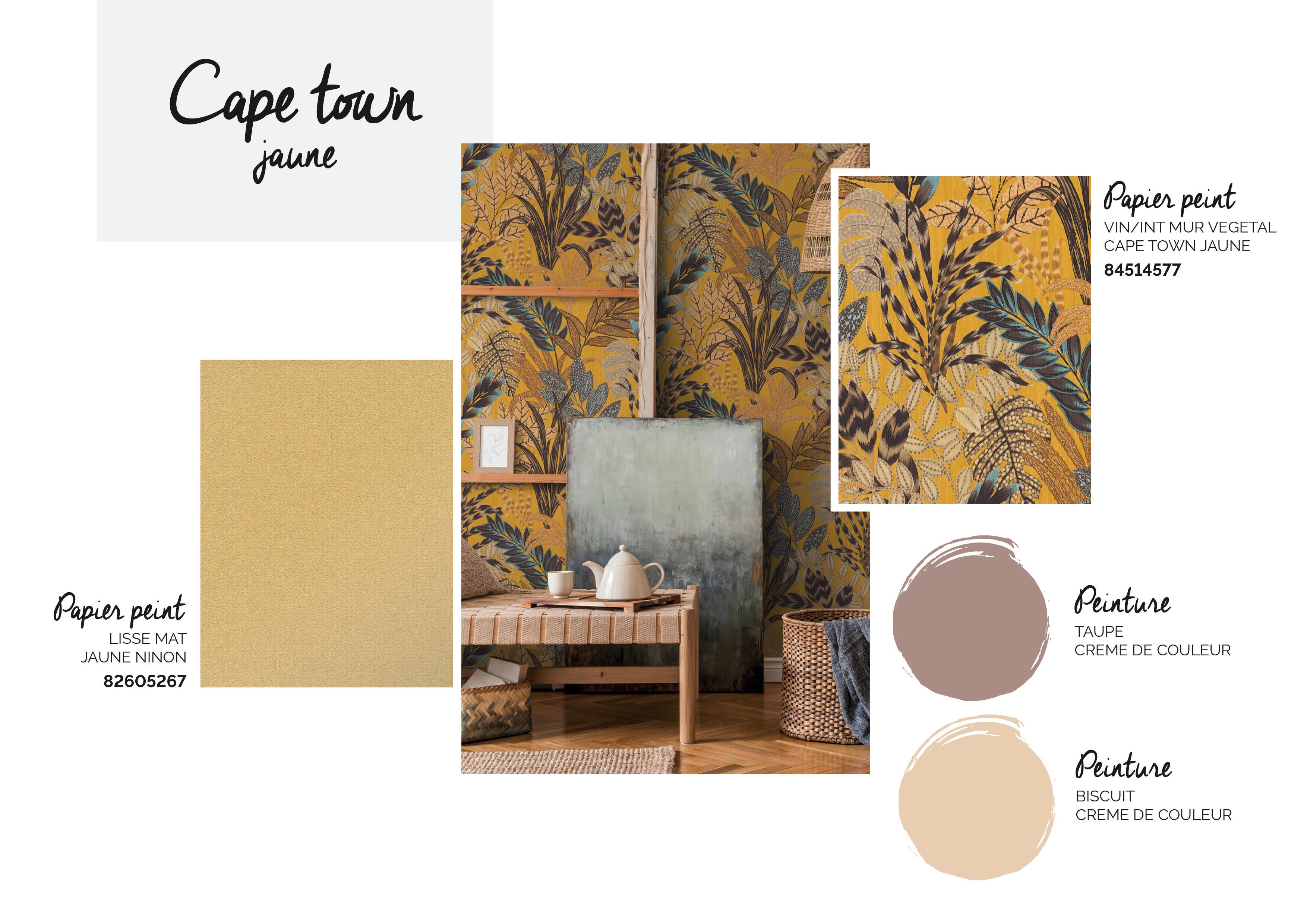 Un papier peint qui fait voyager la déco ? Bienvenue dans ce salon où la végétation tropicale crée une jungle lumineuse et luxuriante. On prolonge la chaleur tout en équilibre avec la peinture et ses tons tout en douceur - 1