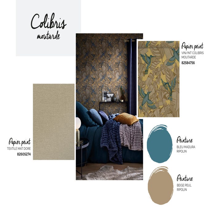 Papier peint et peinture jungle chic.
Vous rêvez d’une déco Jungle chic ? Voici les ingrédients : un papier peint tropical chic qui enveloppe la pièce de ses couleurs chaudes et motifs délicats, et de la peinture qui reprend ses couleurs par petites touches.