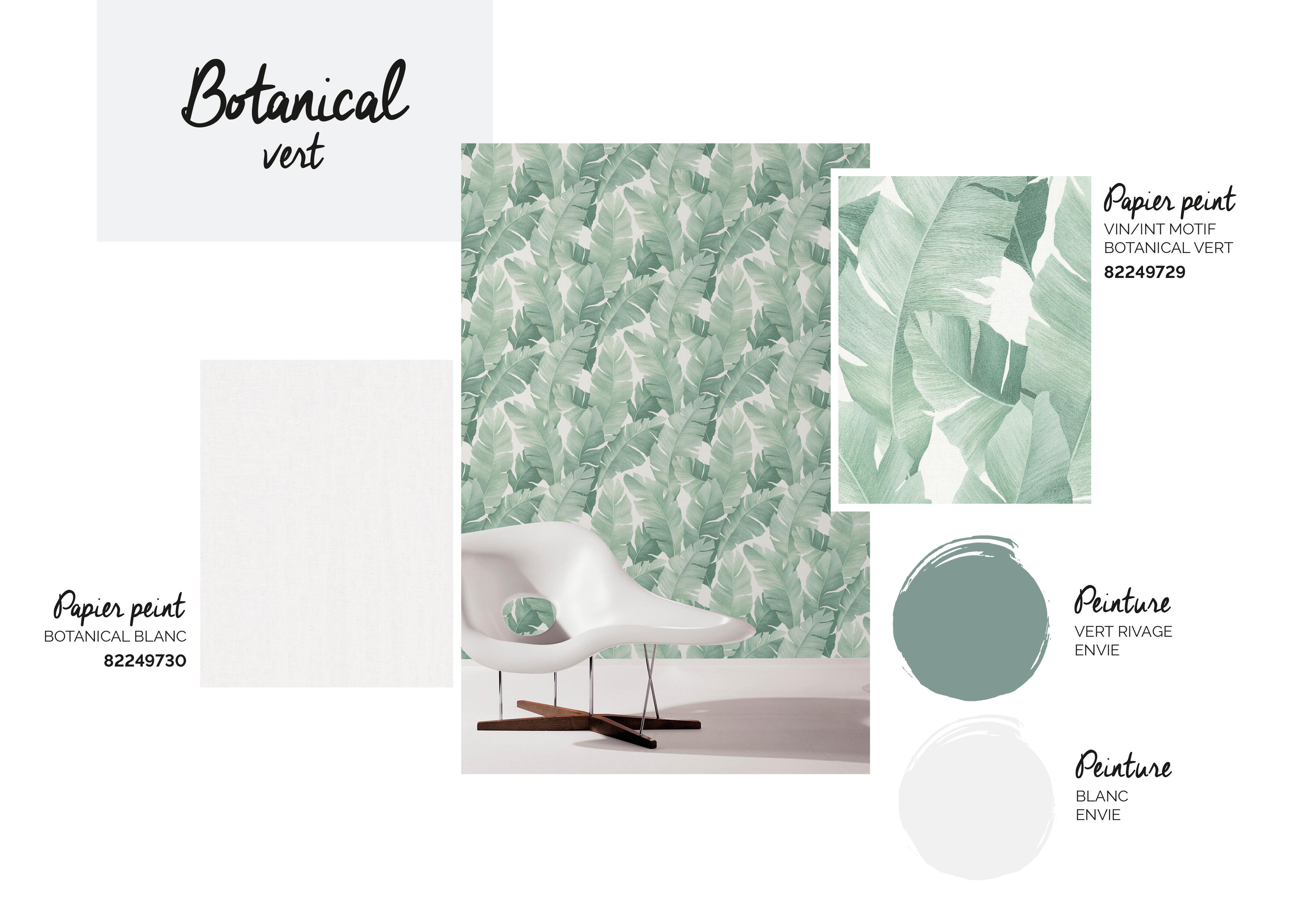 Papier peint intissé Uni botanical blanc - 4