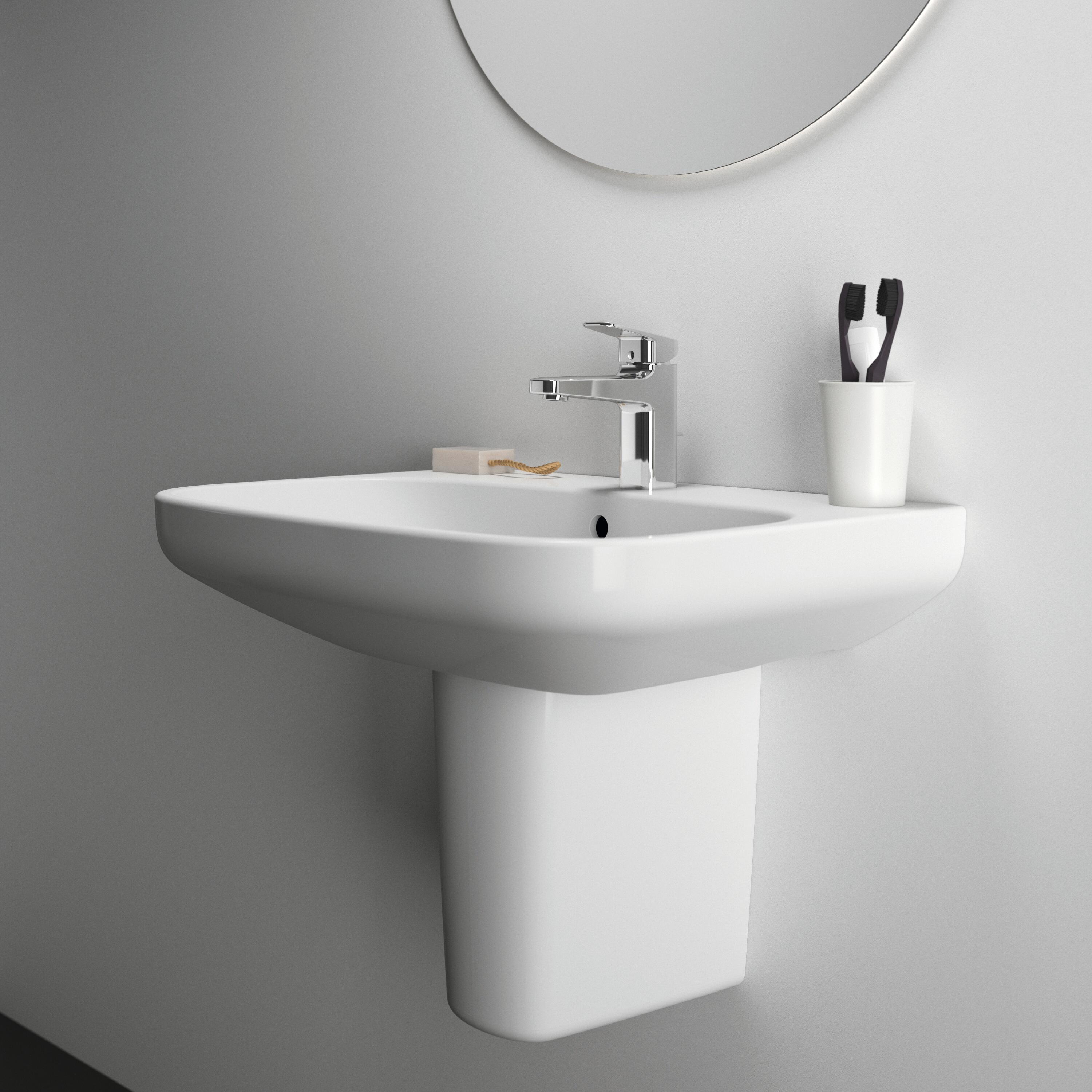 Lavabo Rettangolare Da Incasso 60x39 Cm - Ceramica Bianca Lucida, Senza Piletta, Per Bagno Moderno