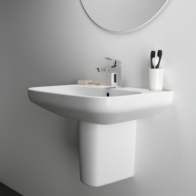 Lavabo Rettangolare Da Incasso 60x39 Cm - Ceramica Bianca Lucida, Senza Piletta, Per Bagno Moderno