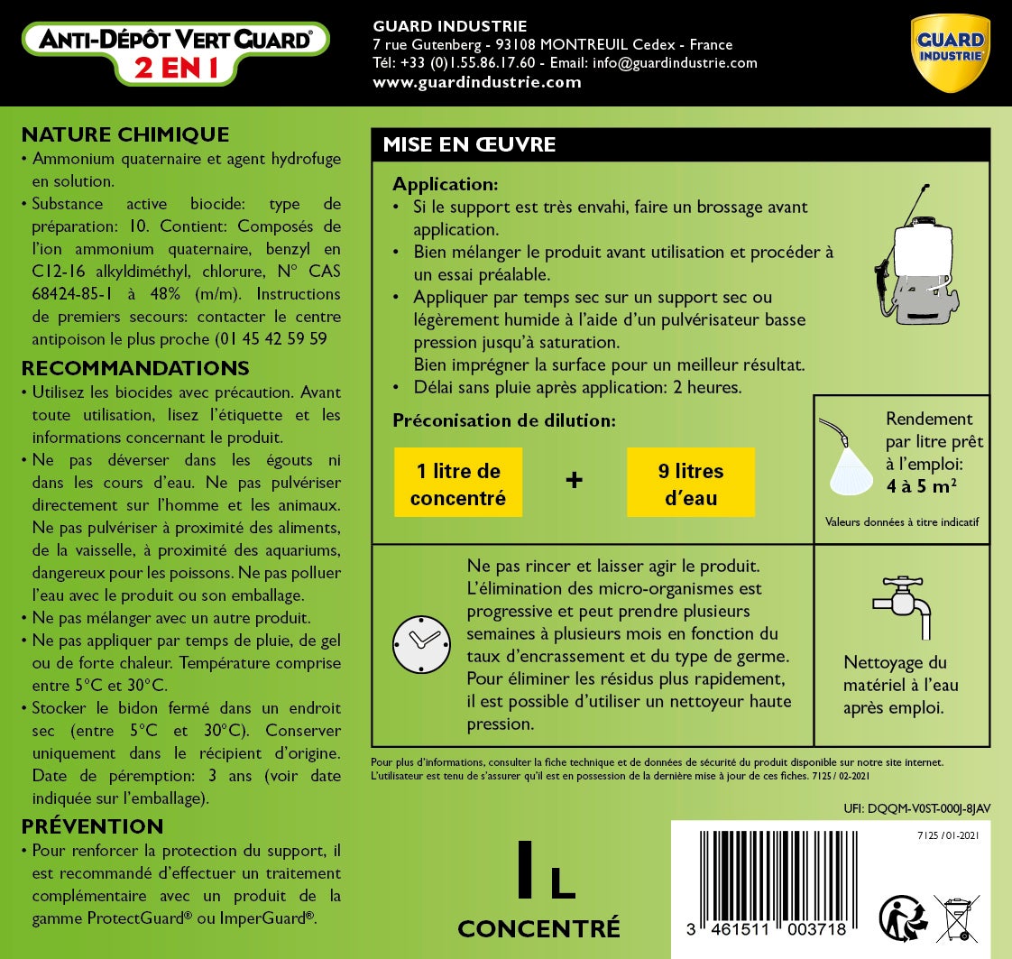 Traitement Anti Dépôt Vert  2en1 Guard Industrie 1L ultra concentré - 3