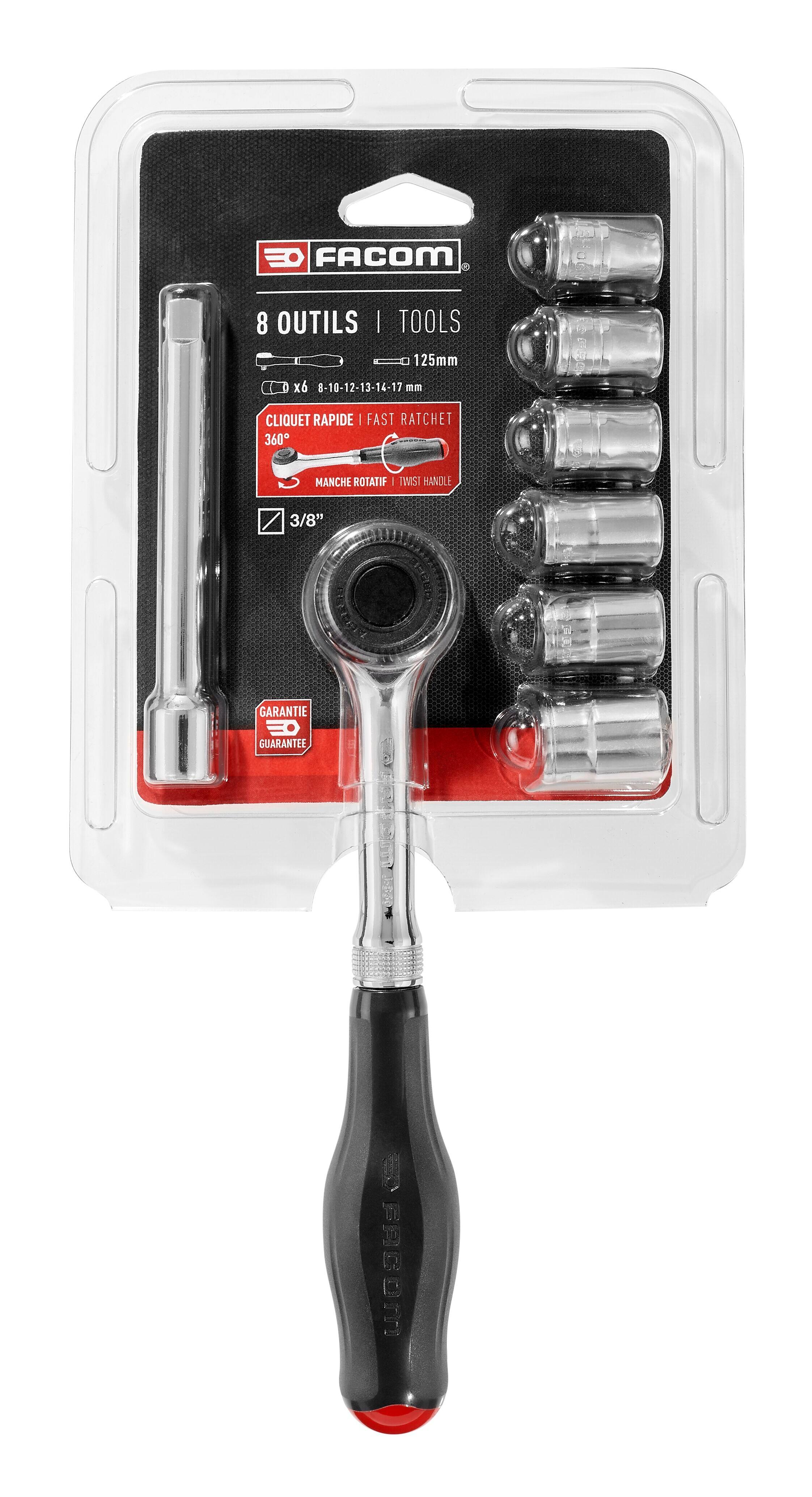 Lot de cliquets et douilles acier FACOM, 8 pièces - 3