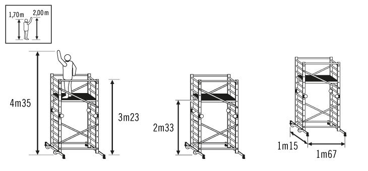 Echafaudage aluminium Combilot 5 HAILO hauteur de plateau 2.35 m - 4
