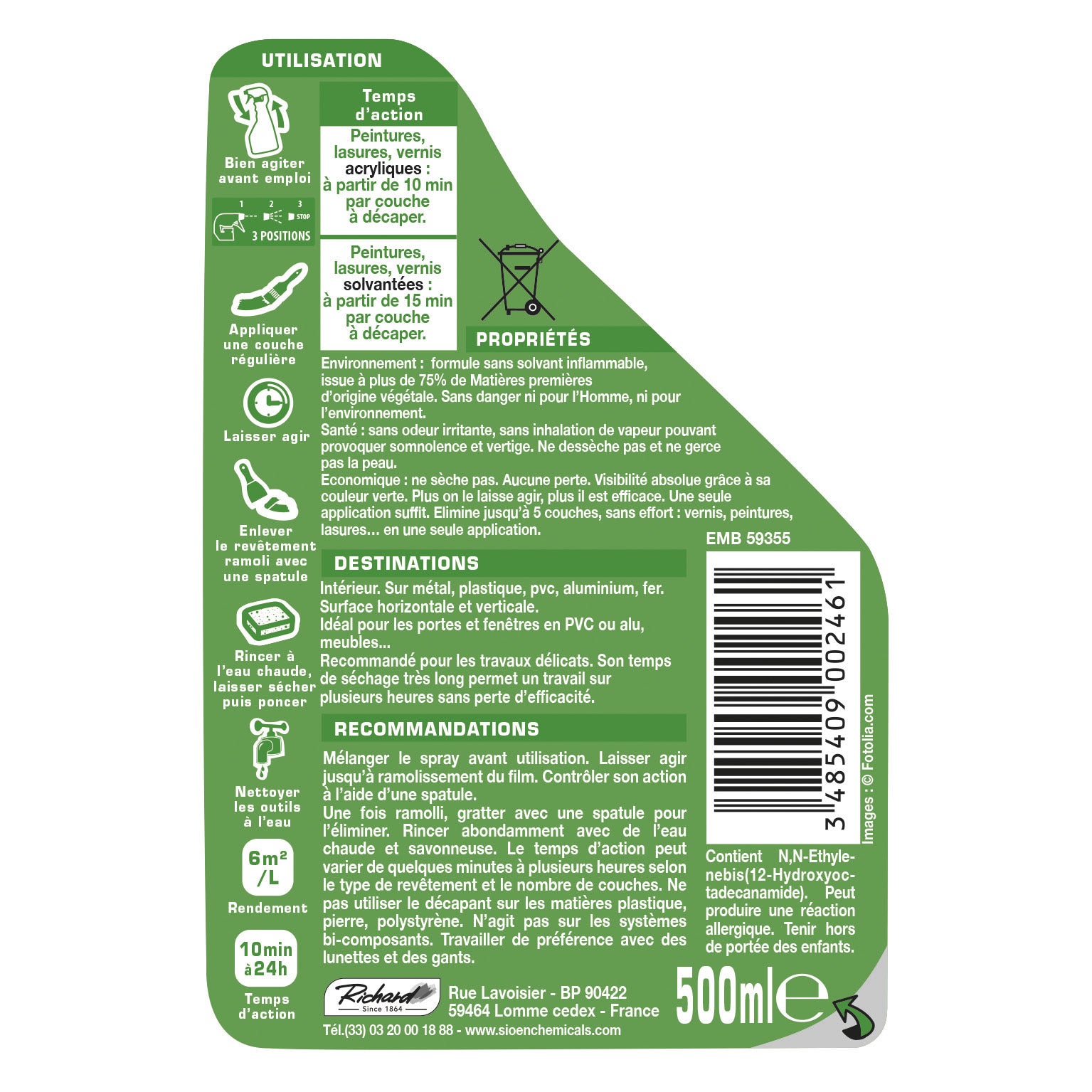 Décapant Pvc, alu, fer spray RICHARD 0.5L - 2