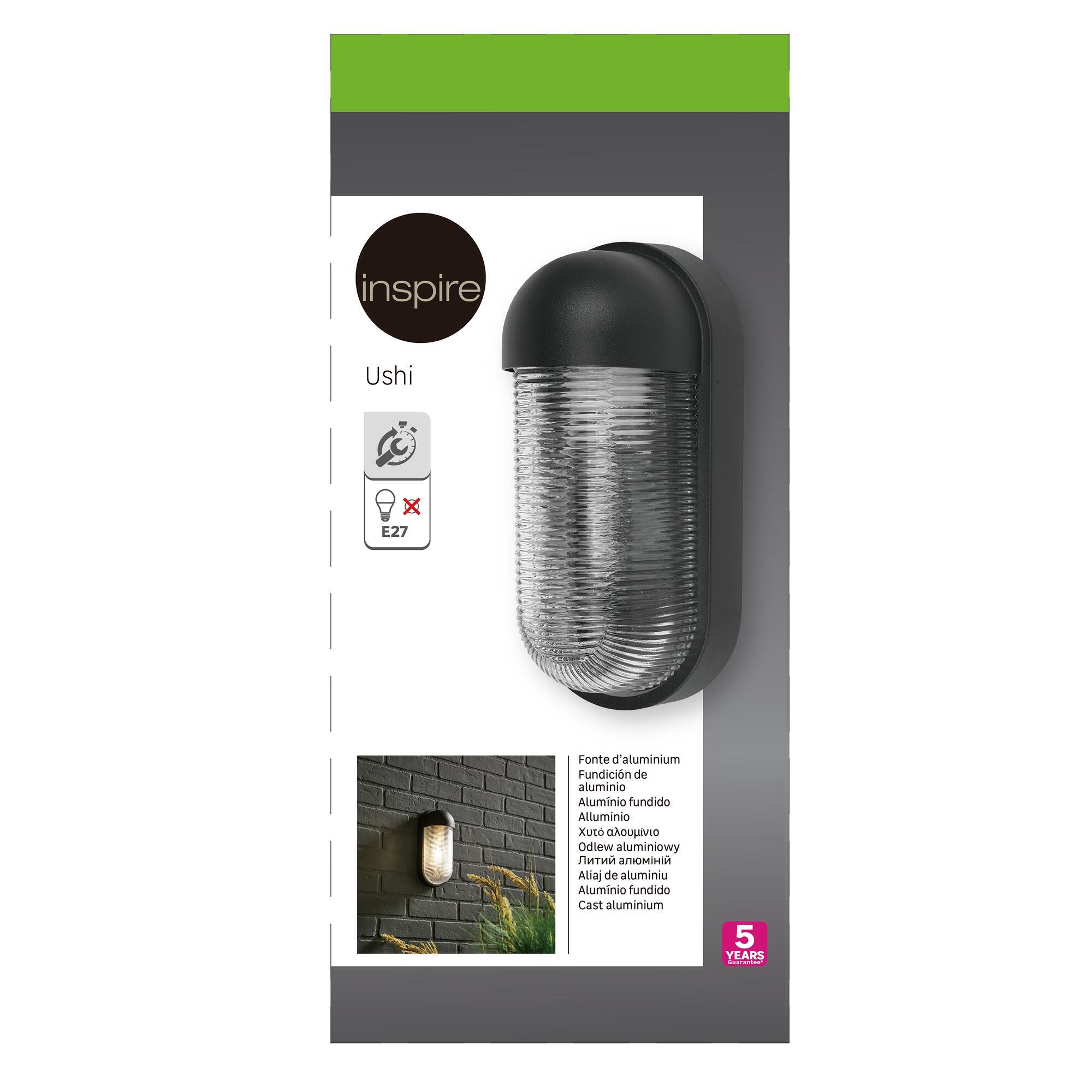 Applique E27, aluminium / verre, noir, Ushi, INSPIRE - 5