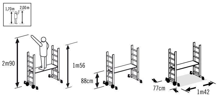 Echafaudage aluminium jardin avec roue HAILO hauteur de travail 3 m - 7