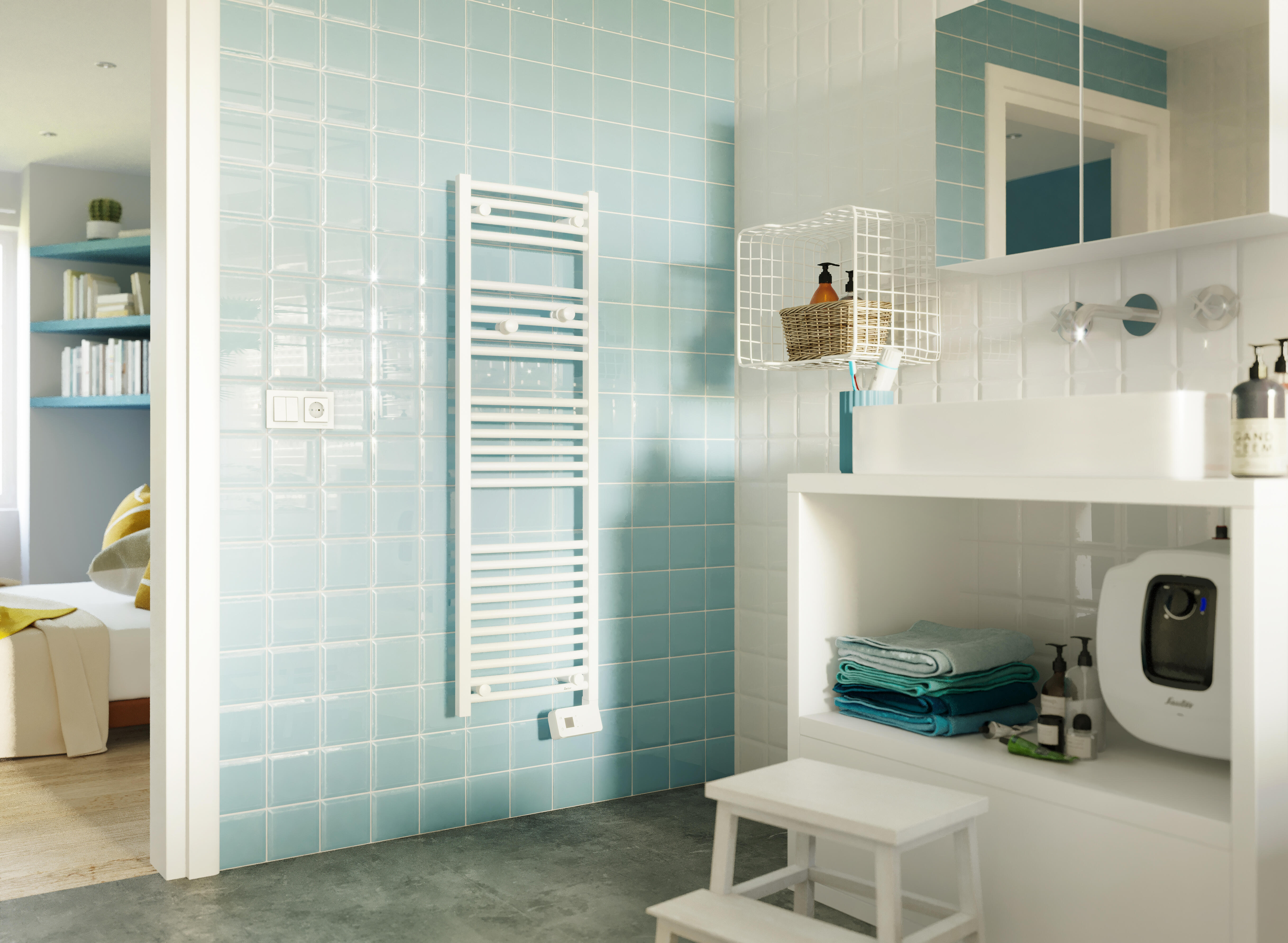 Sèche-serviettes électrique SAUTER 500W, H.142 x l.40 cm Goreli digital slim - 2