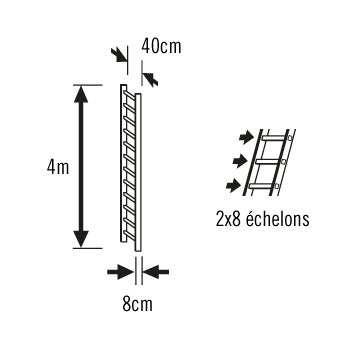 Echelle de toit bois HAILO 2X8 échelons H.4 m - 7