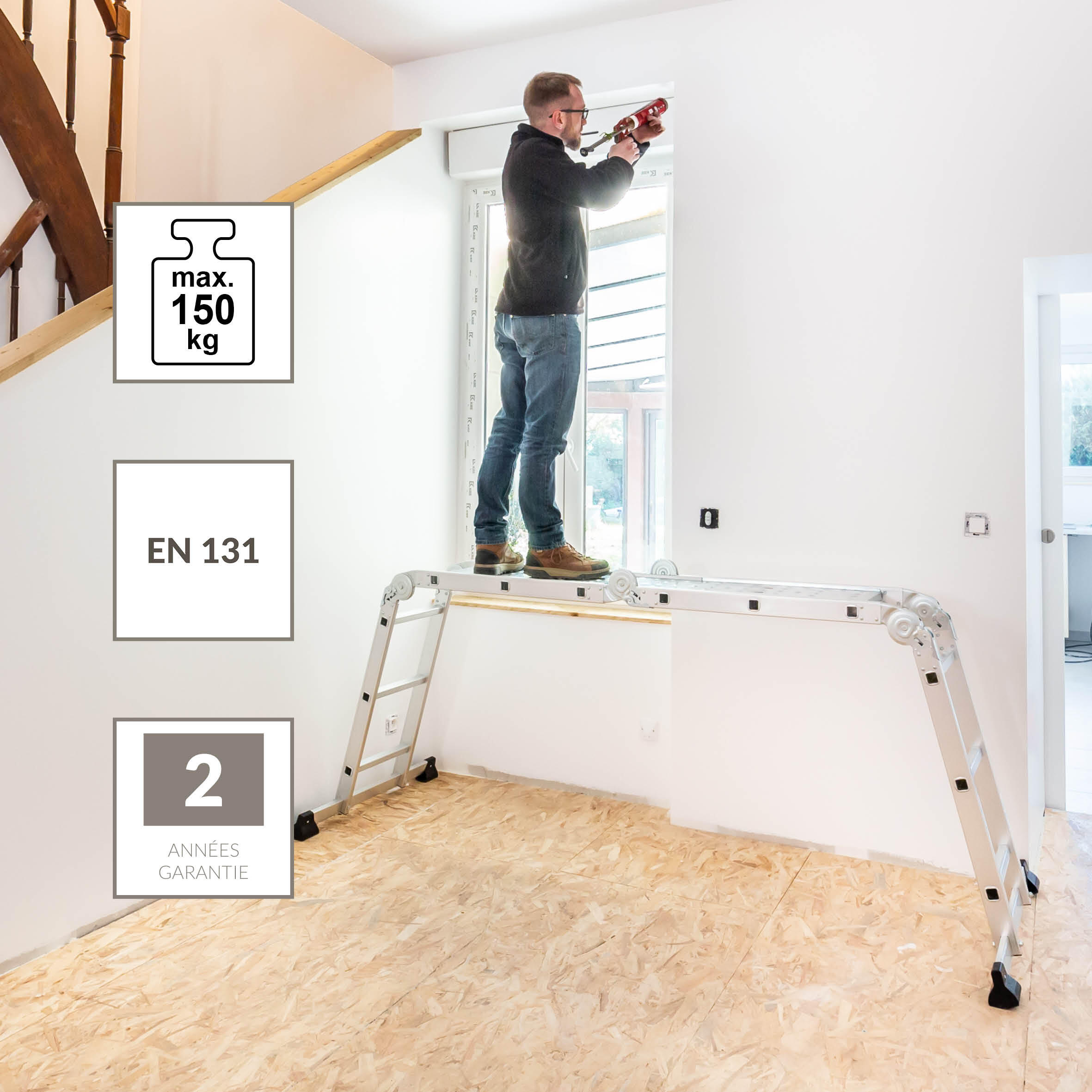Echelle multiposition aluminium HAILO 12 marches - 11