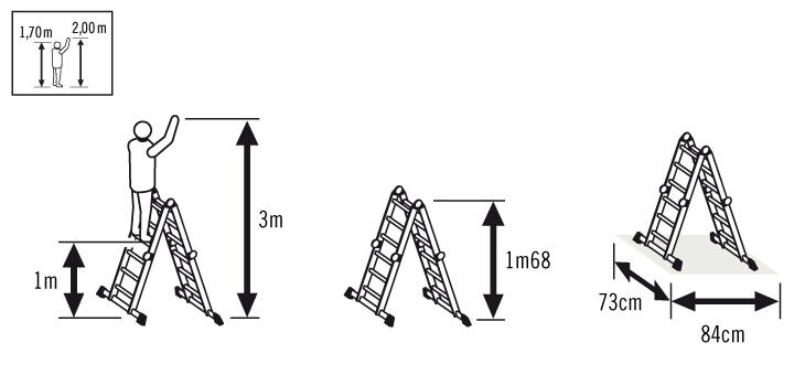 Echelle multiposition aluminium HAILO 12 marches - 7