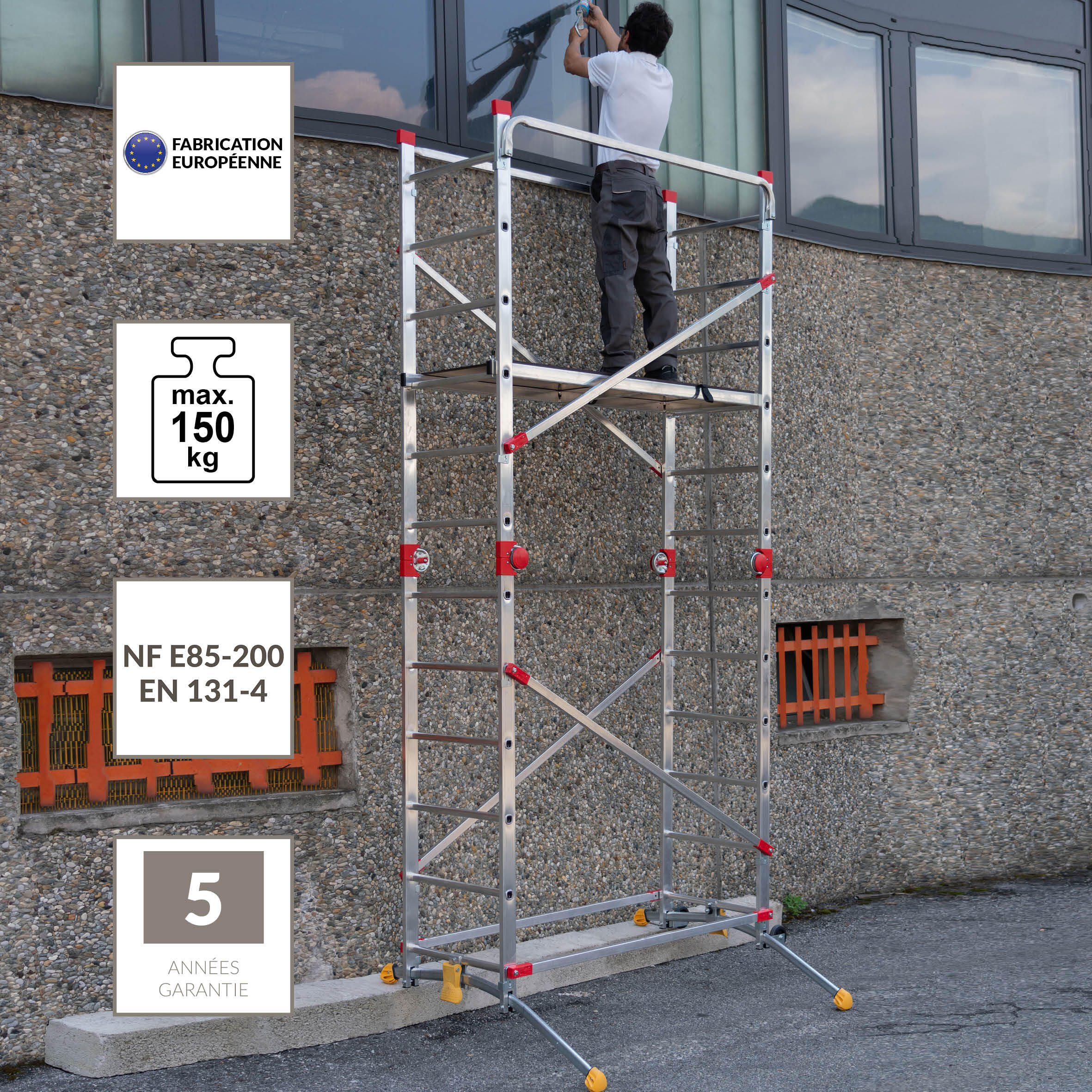 Echafaudage aluminium Combilot 5 HAILO hauteur de plateau 2.35 m - 7