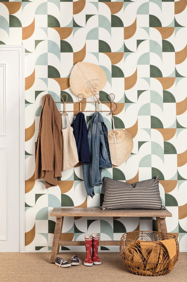 Papier peint intissé Around look vert céladon, kaki