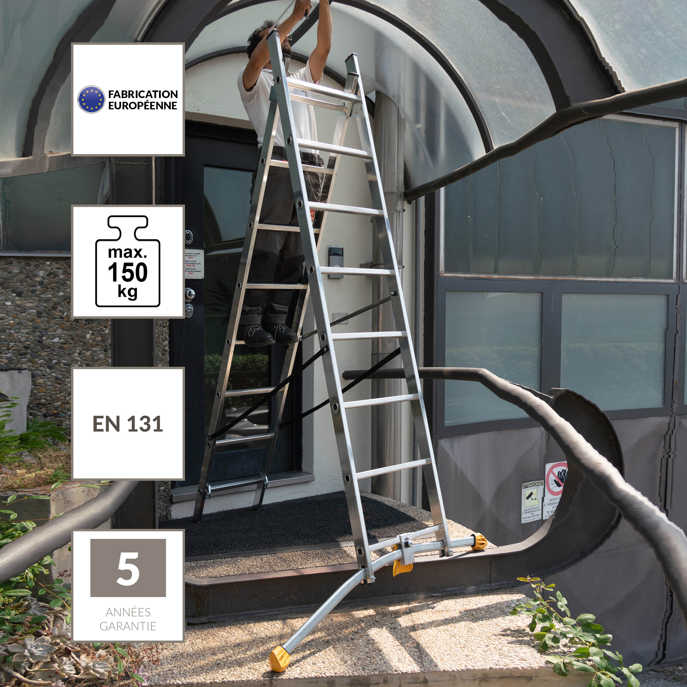 Echelle transformable aluminium HAILO 2 marches - 8