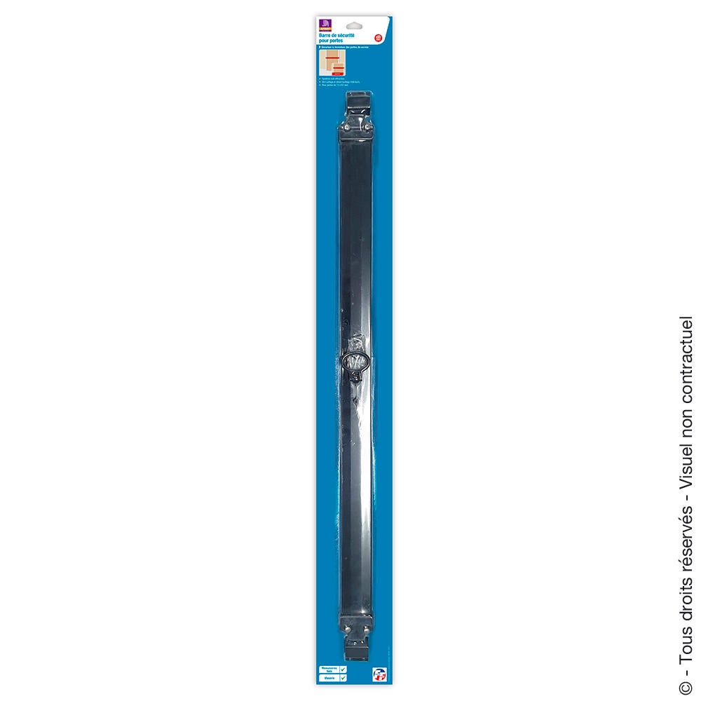 Barre de sécurité pour porte de garage en acier noir, L.73 à 93 cm AFBAT - 3