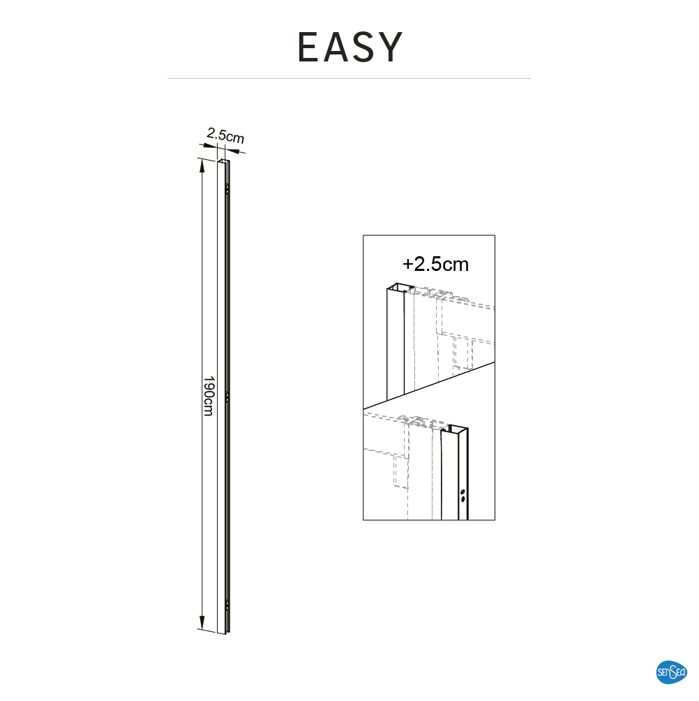 Perfis de compensação para cabine de duche 190x2.5 cm preto - 4