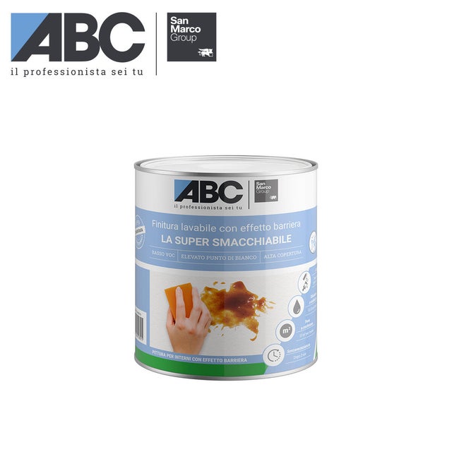 Pittura per interni smacchiabile, ABC La Super Smacchiabile bianco opaco, 1 L