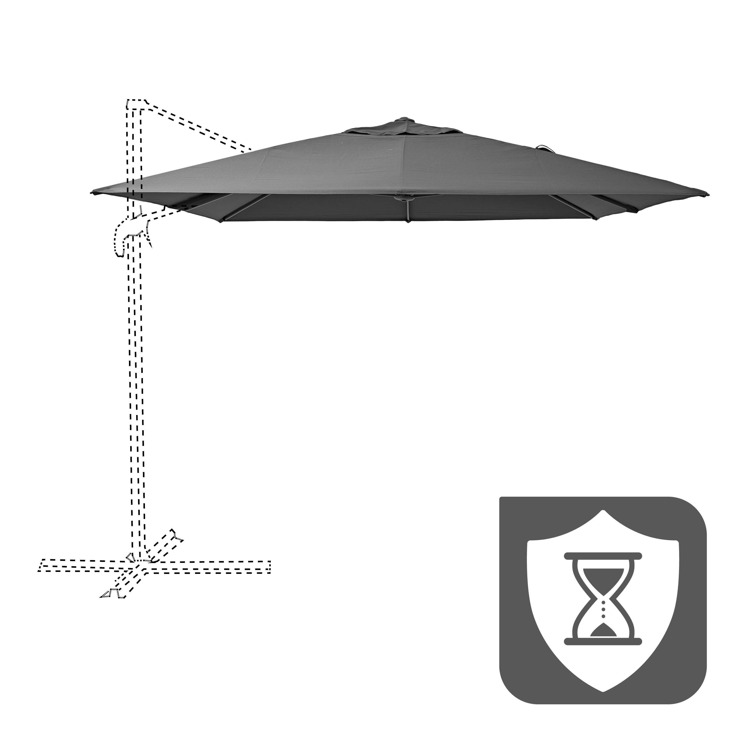 Toile de parasol déporté Aura gris anthracite, L.290 x l.390 cm - 6