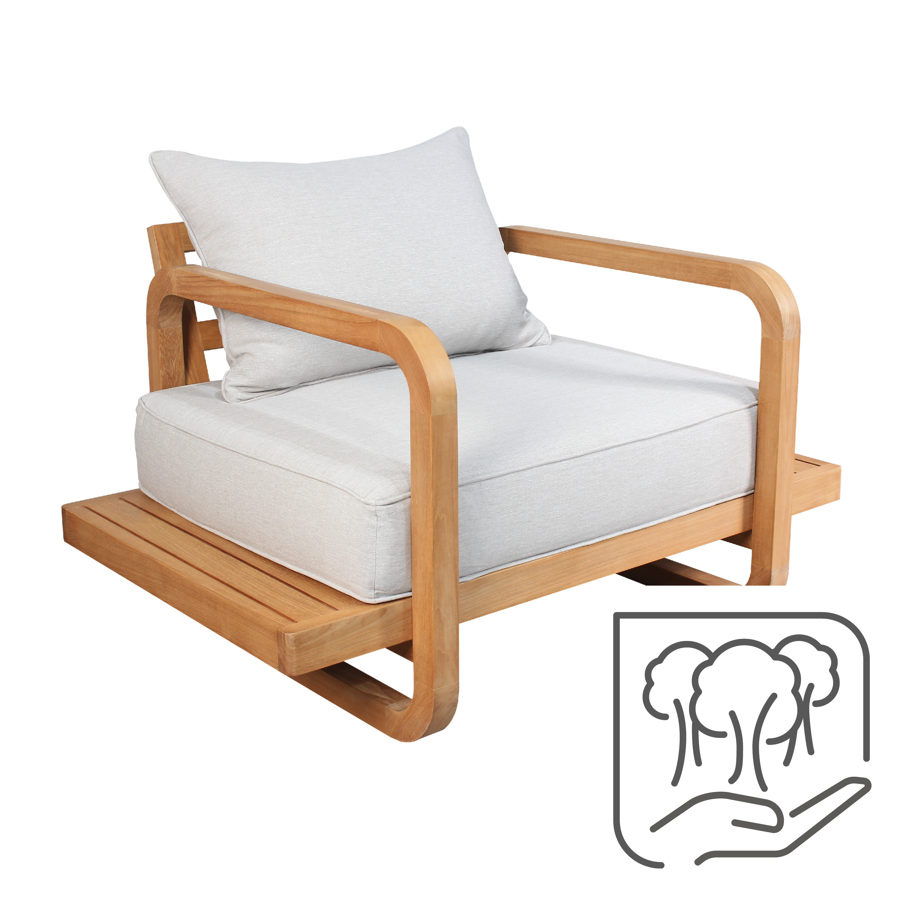 Sillón de jardín con cojín de madera NATERIAL Equateur marrón - 3