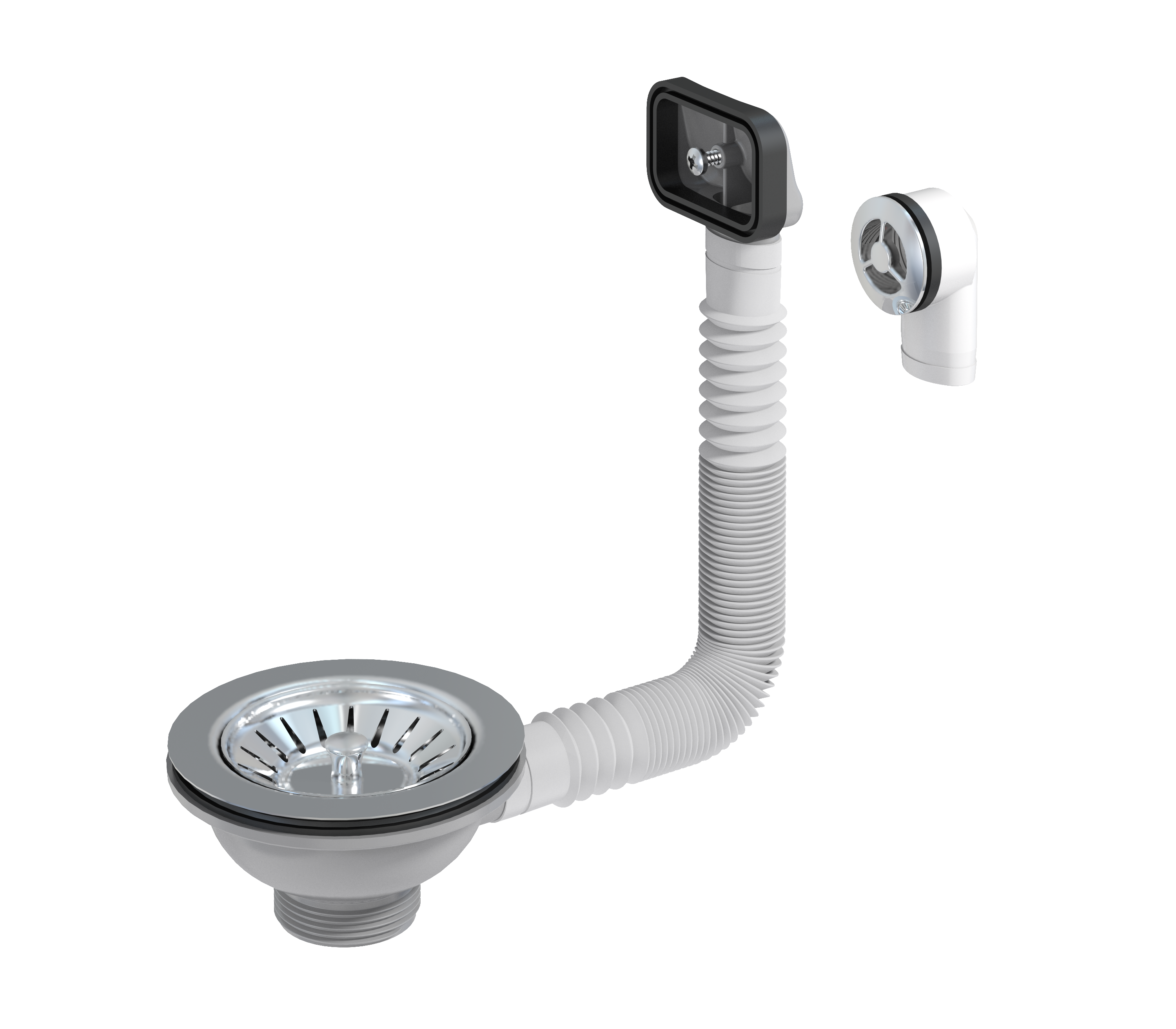 Bonde clic-clac / avec trop-plein pour évier recyclé, gris, Diam.114 mm, EQUATIO - 2