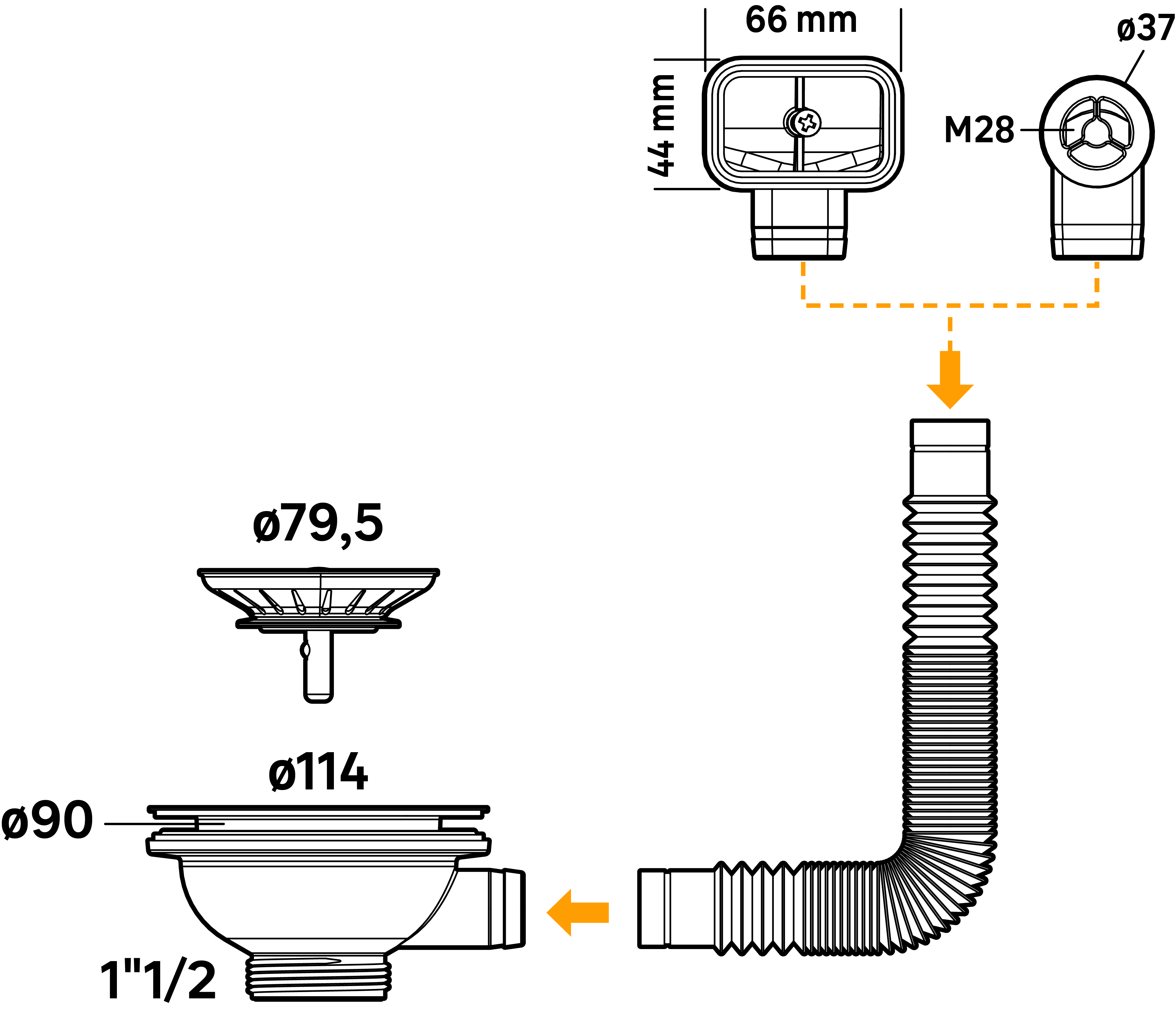 Bonde clic-clac / avec trop-plein pour évier recyclé, gris, Diam.114 mm, EQUATIO - 4