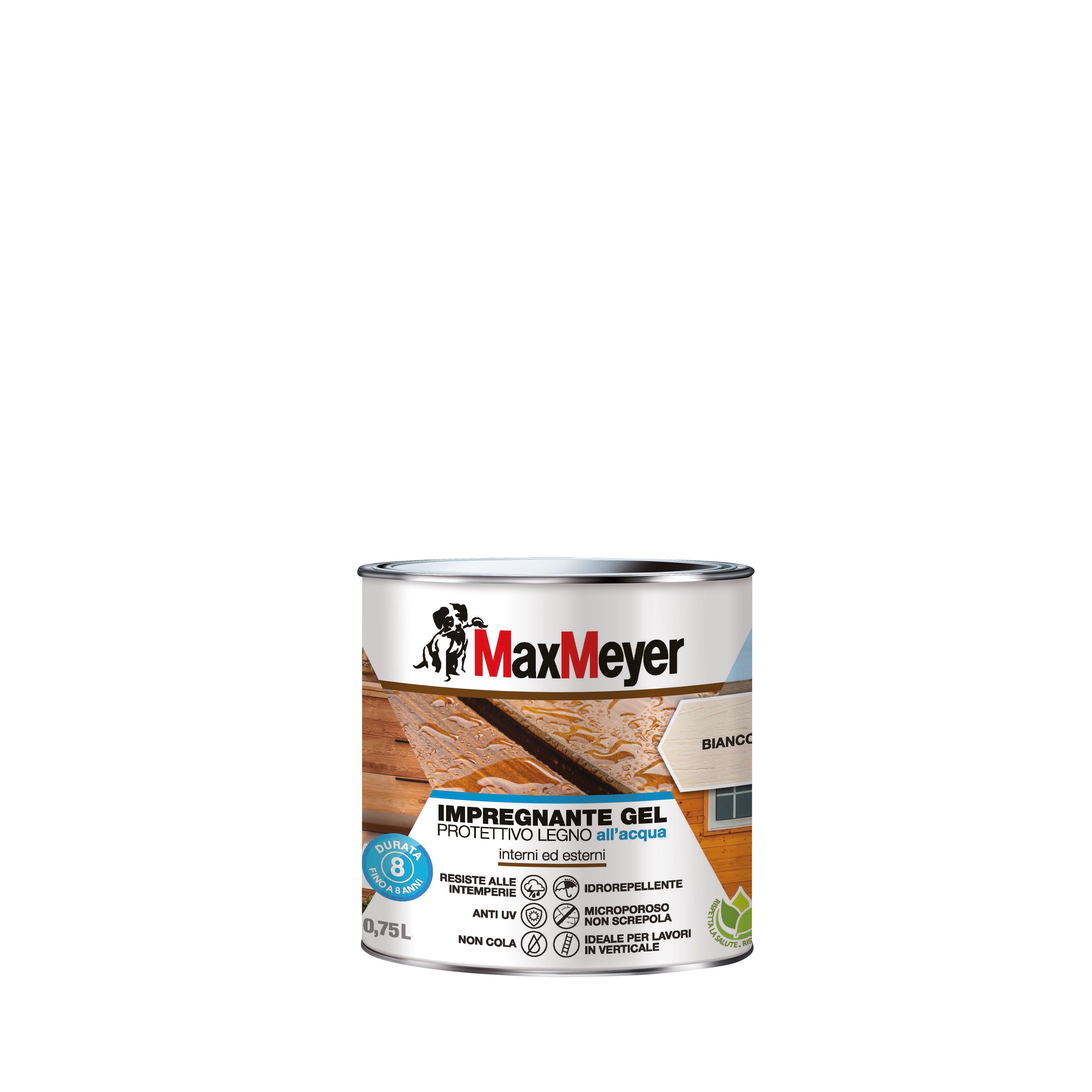Impregnante per legno da esterno a base acqua MAXMEYER Gel bianco opaco 0.75 lt, 8 anni di protezione. - 7
