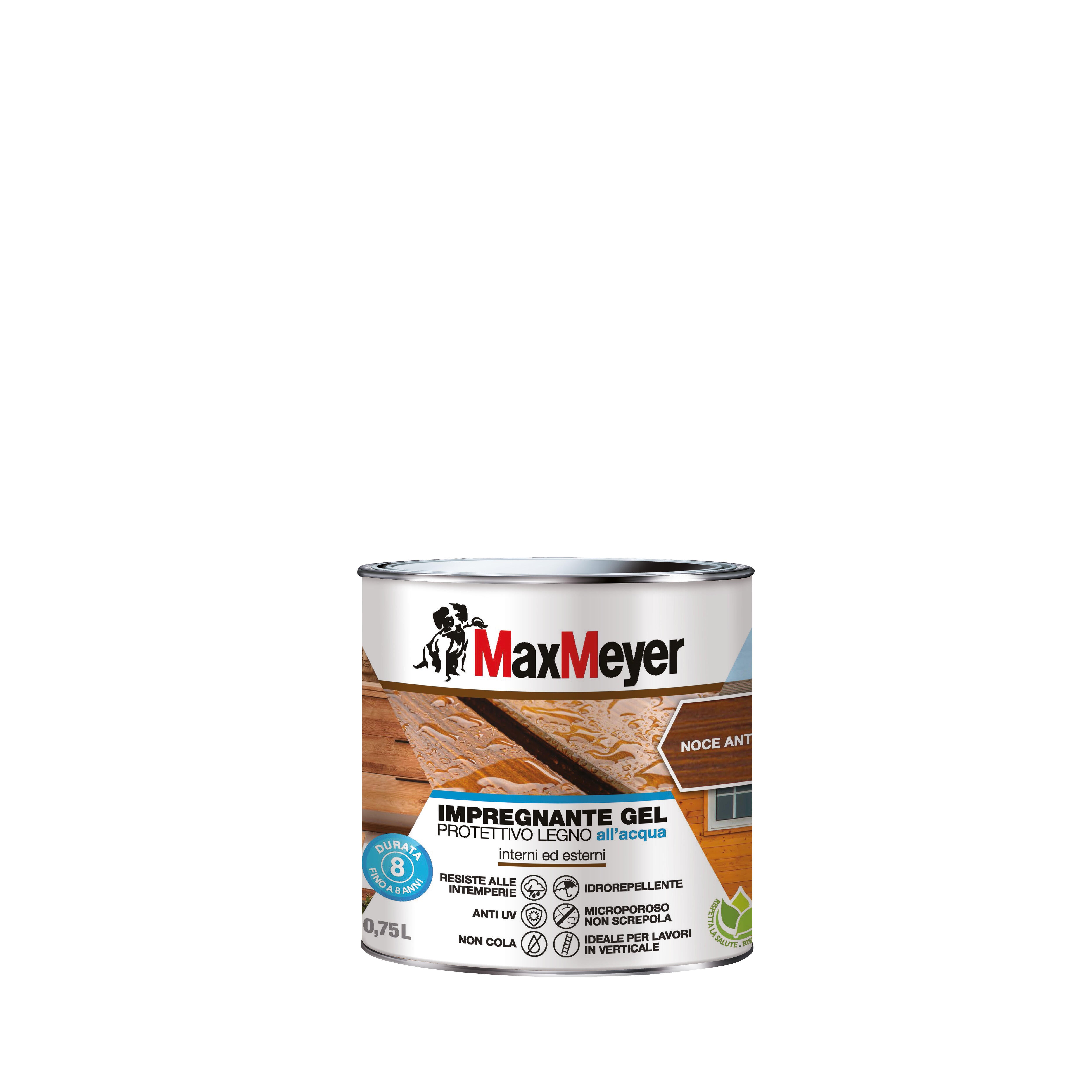 Impregnante per legno da esterno a base acqua MAXMEYER Gel noce antico opaco 0.75 lt, 8 anni di protezione. - 8