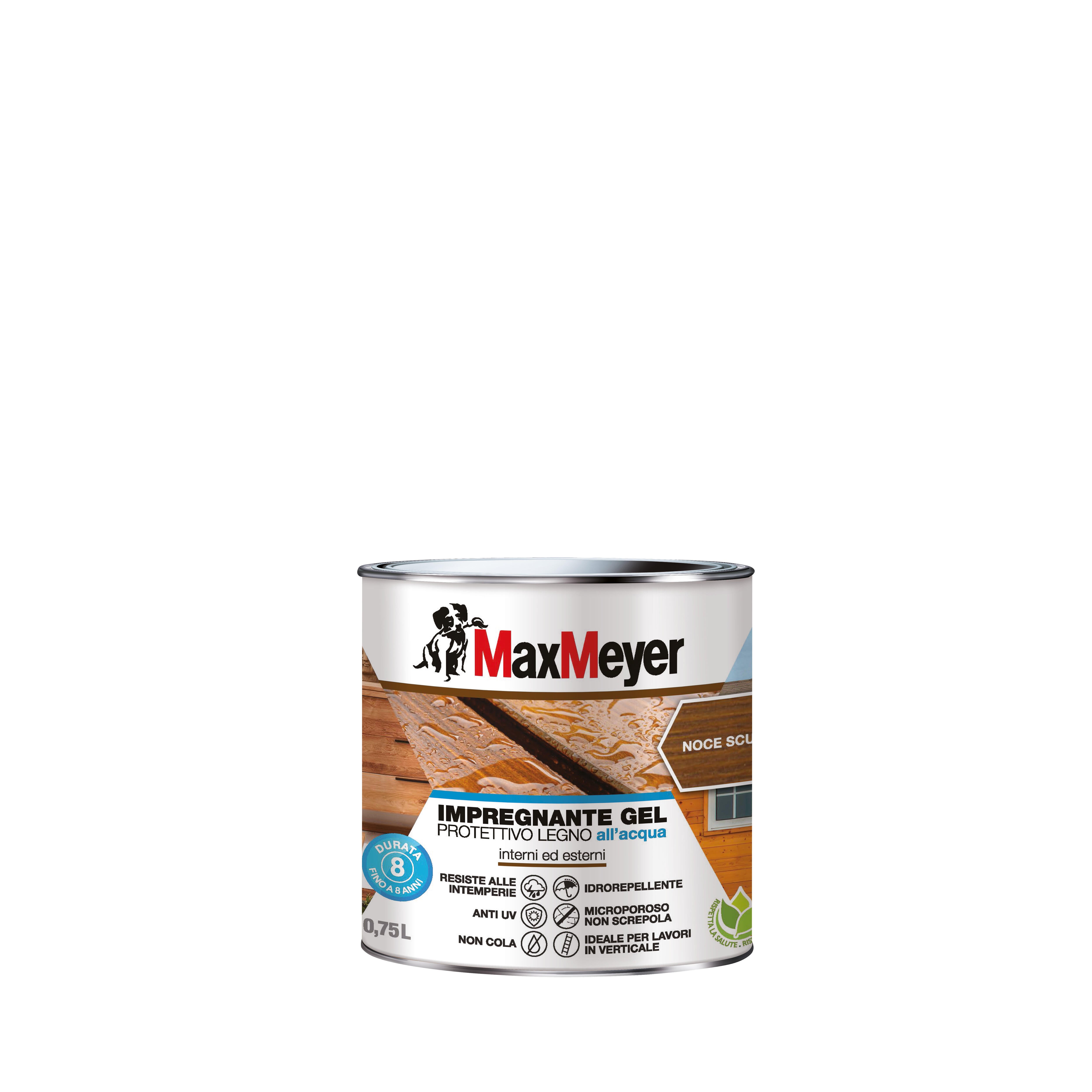 Impregnante per legno da esterno a base acqua MAXMEYER Gel noce scuro opaco 0.75 lt, 8 anni di protezione. - 8