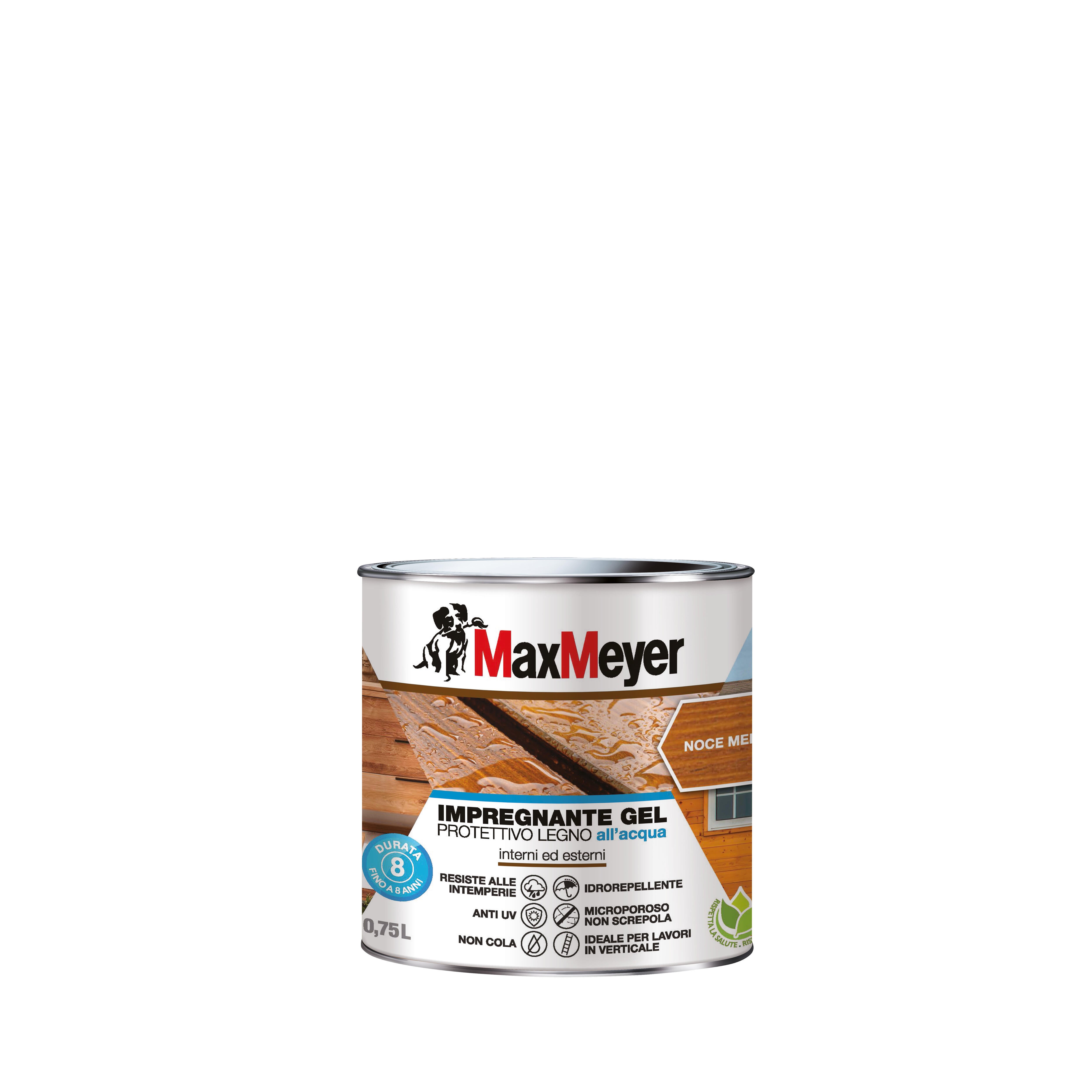 Impregnante per legno da esterno a base acqua MAXMEYER Gel noce medio opaco 0.75 lt, 8 anni di protezione. - 8
