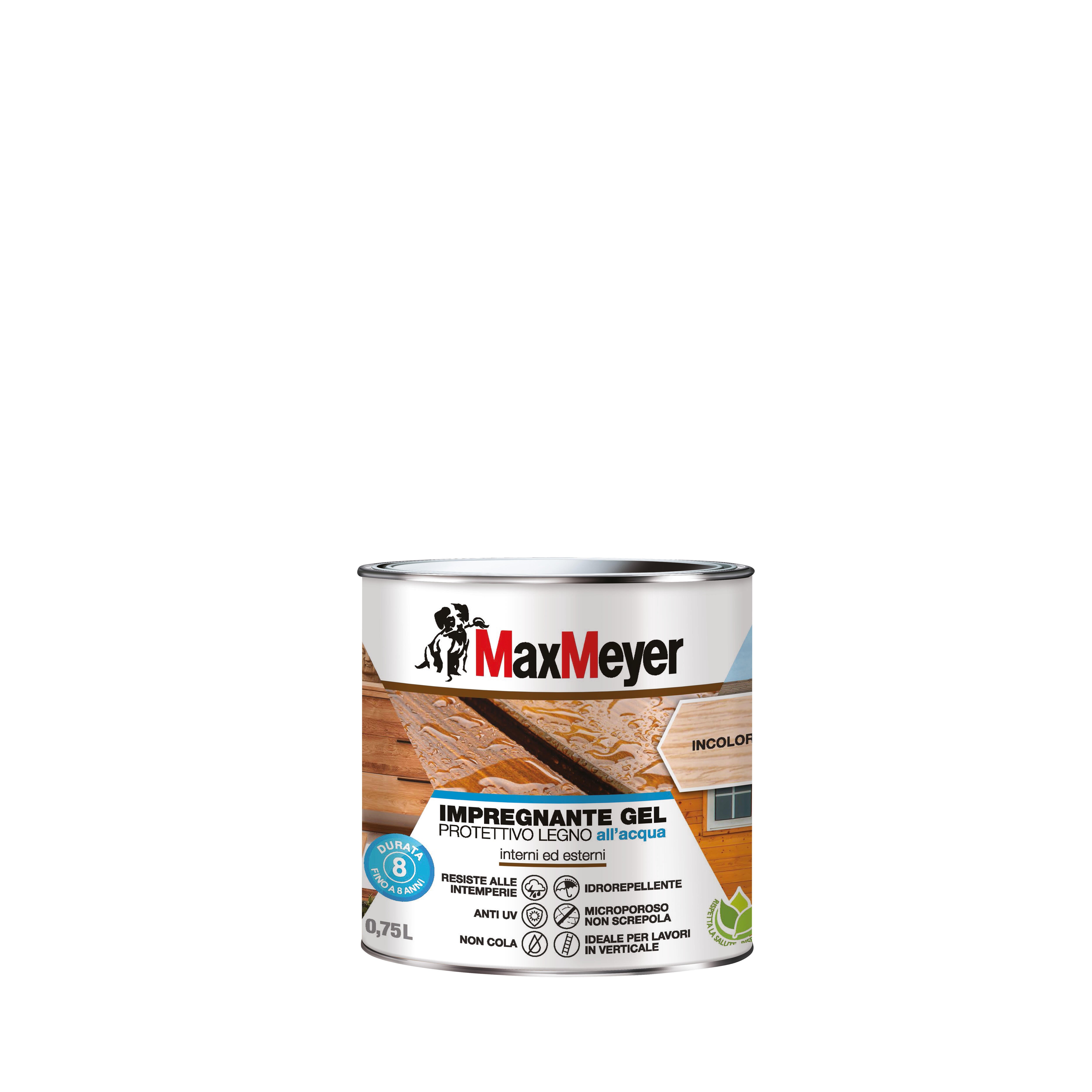 Impregnante per legno da esterno a base acqua MAXMEYER Gel incolore opaco 0.75 lt, 8 anni di protezione. - 8