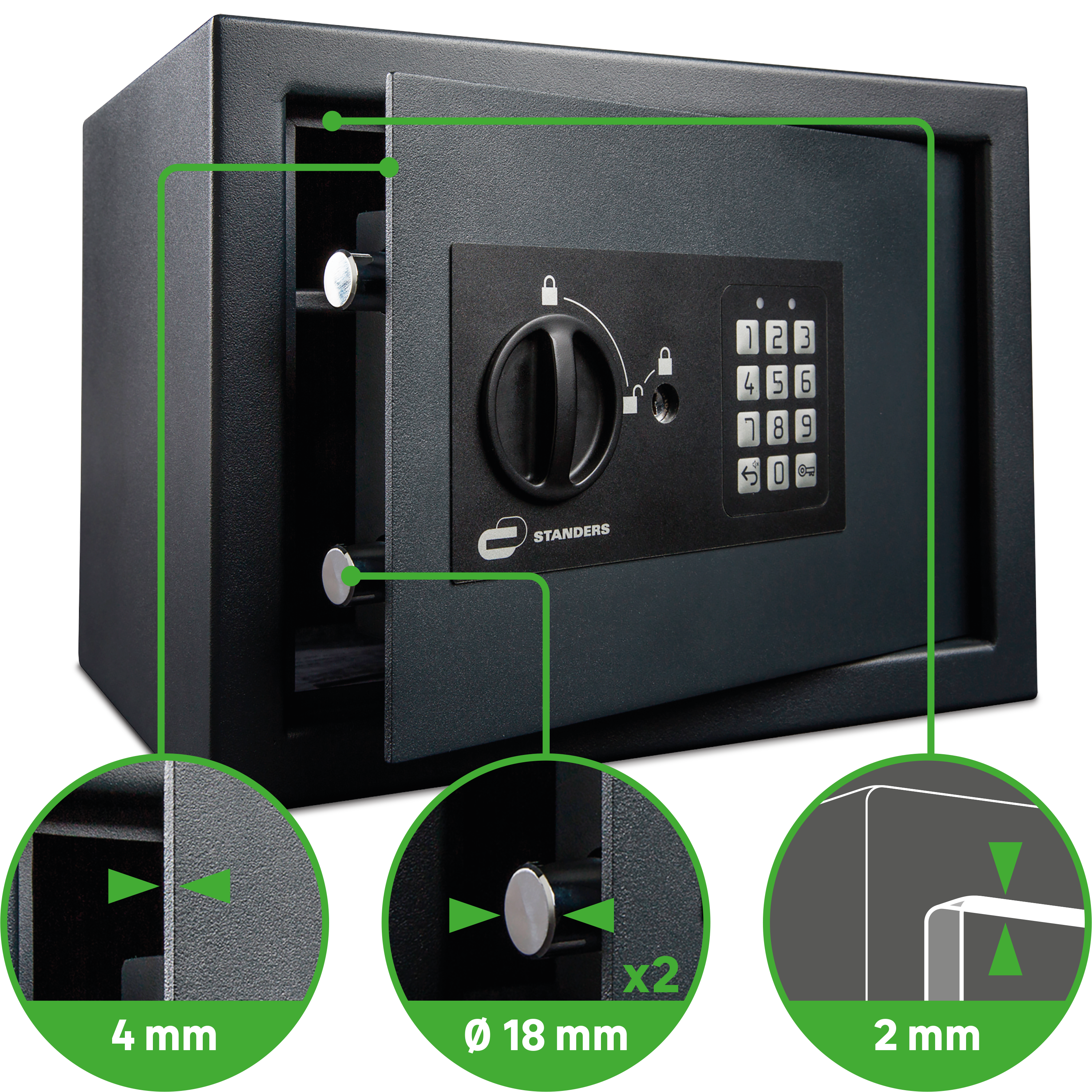 Coffre-fort à code STANDERS Sft-25enl2 H.25 x l.35 x P.25 cm, 16L - 2