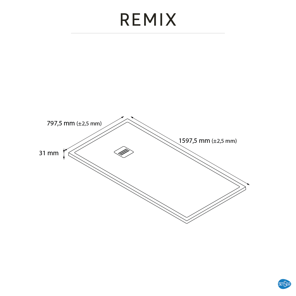 Base de duche SENSEA REMIX RESINA 80X160 PRETO MATE - 7