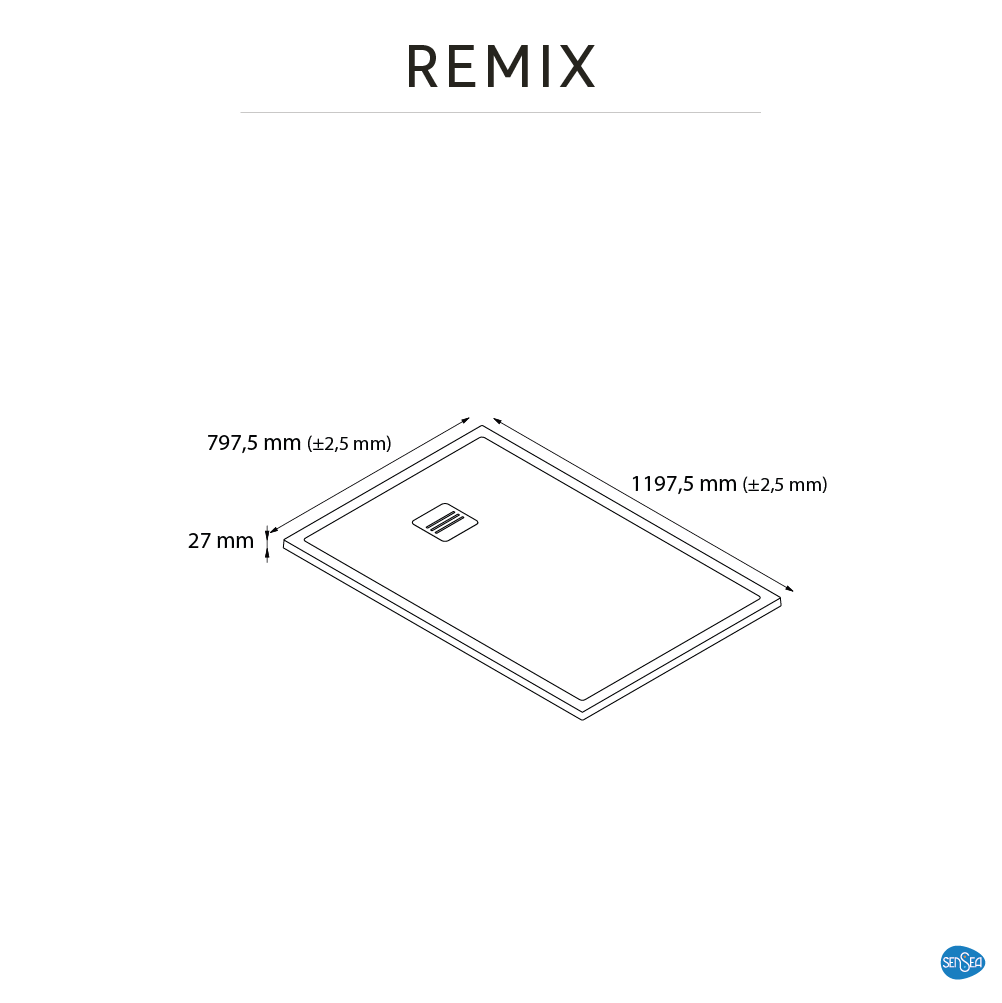Base de duche SENSEA REMIX RESINA 80X120 PRETO MATE - 7