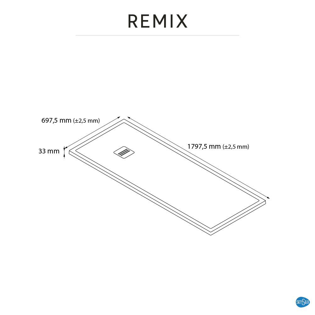 Base de duche SENSEA REMIX RESINA 70X180 PRETO MATE - 6