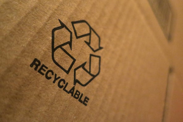 photo du logo recyclage sur le carton