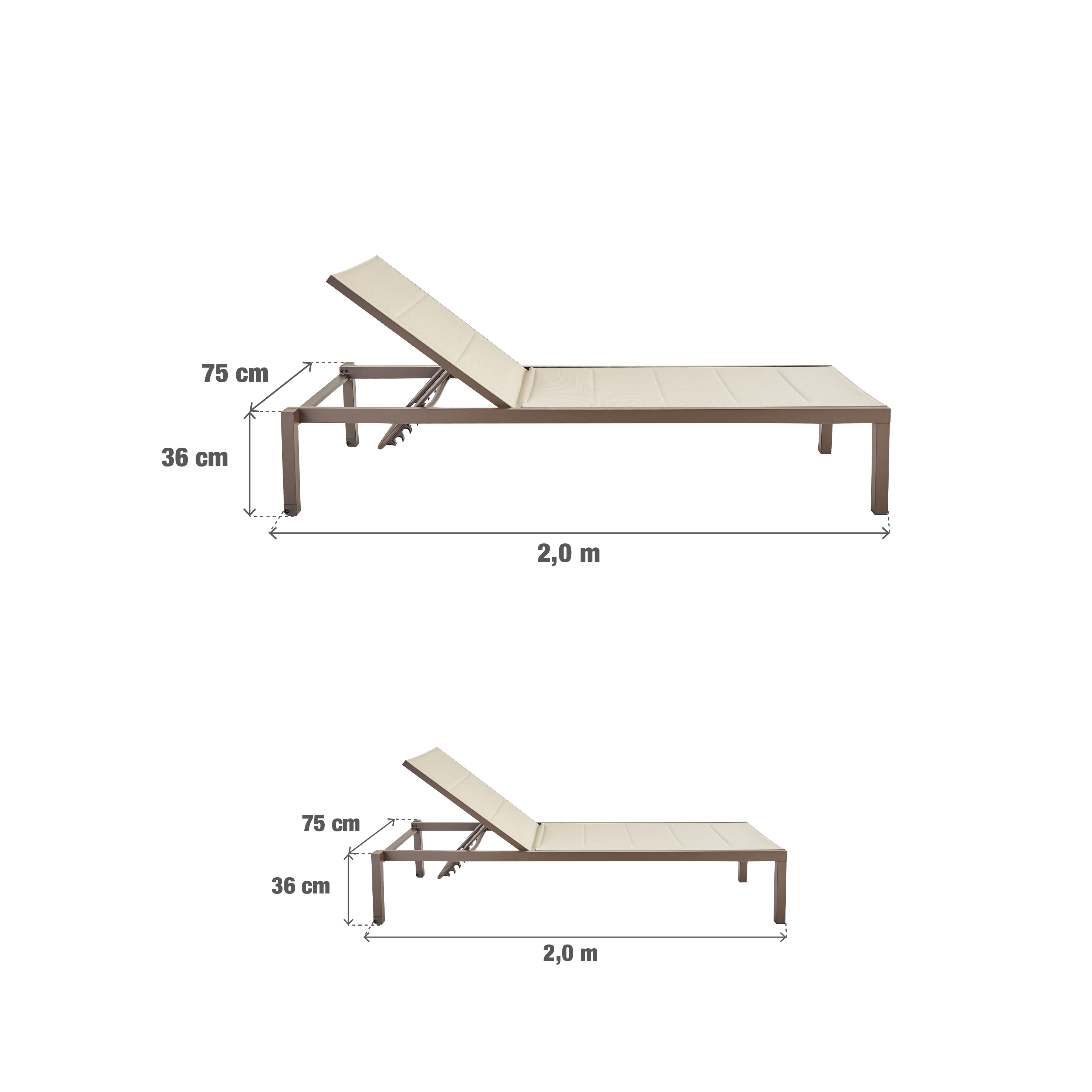 Espreguiçadeira de alumínio NATERIAL AQUILA II FIX MOKA - 9
