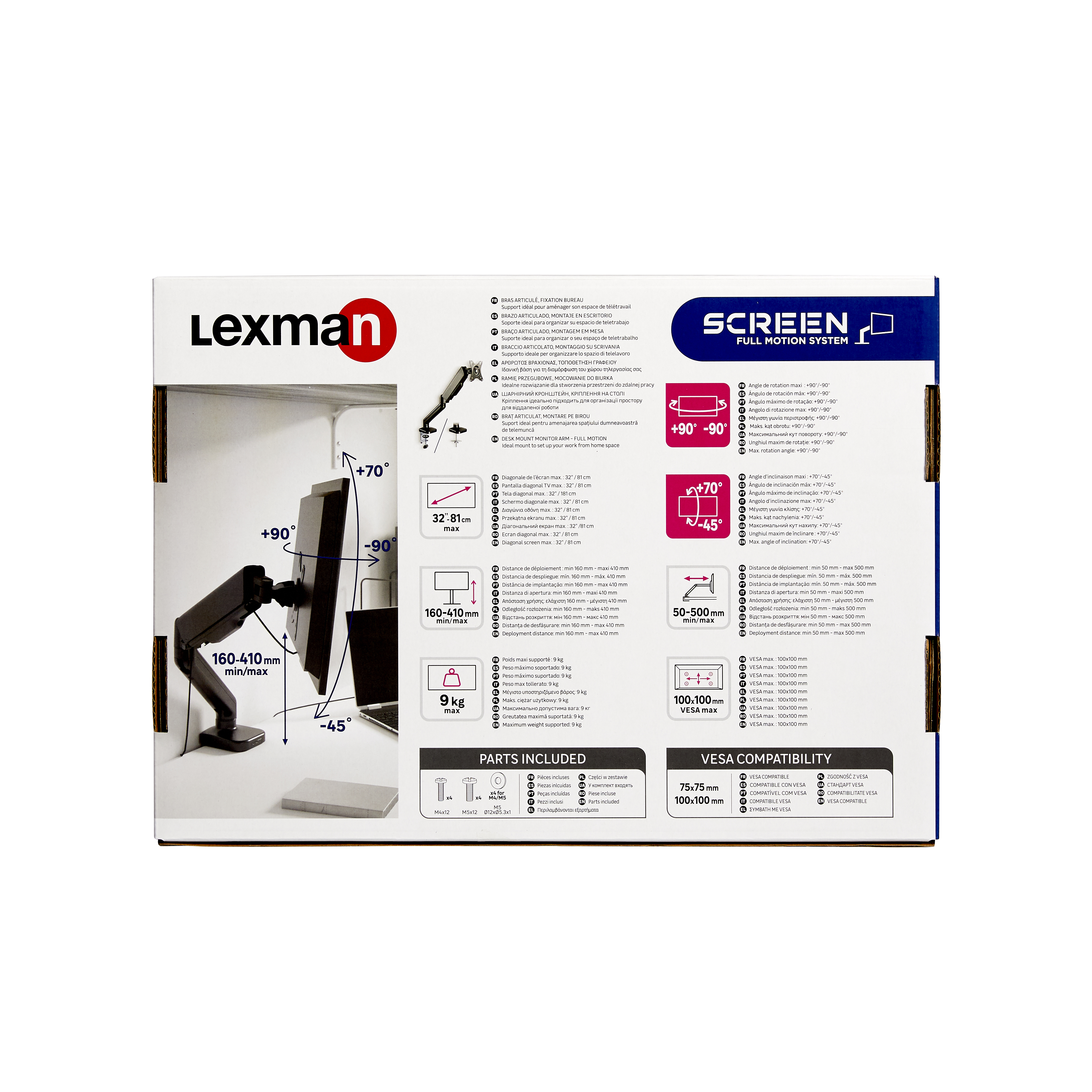 Support bras de bureau articulé LEXMAN, charge maximale 9 kg, 17