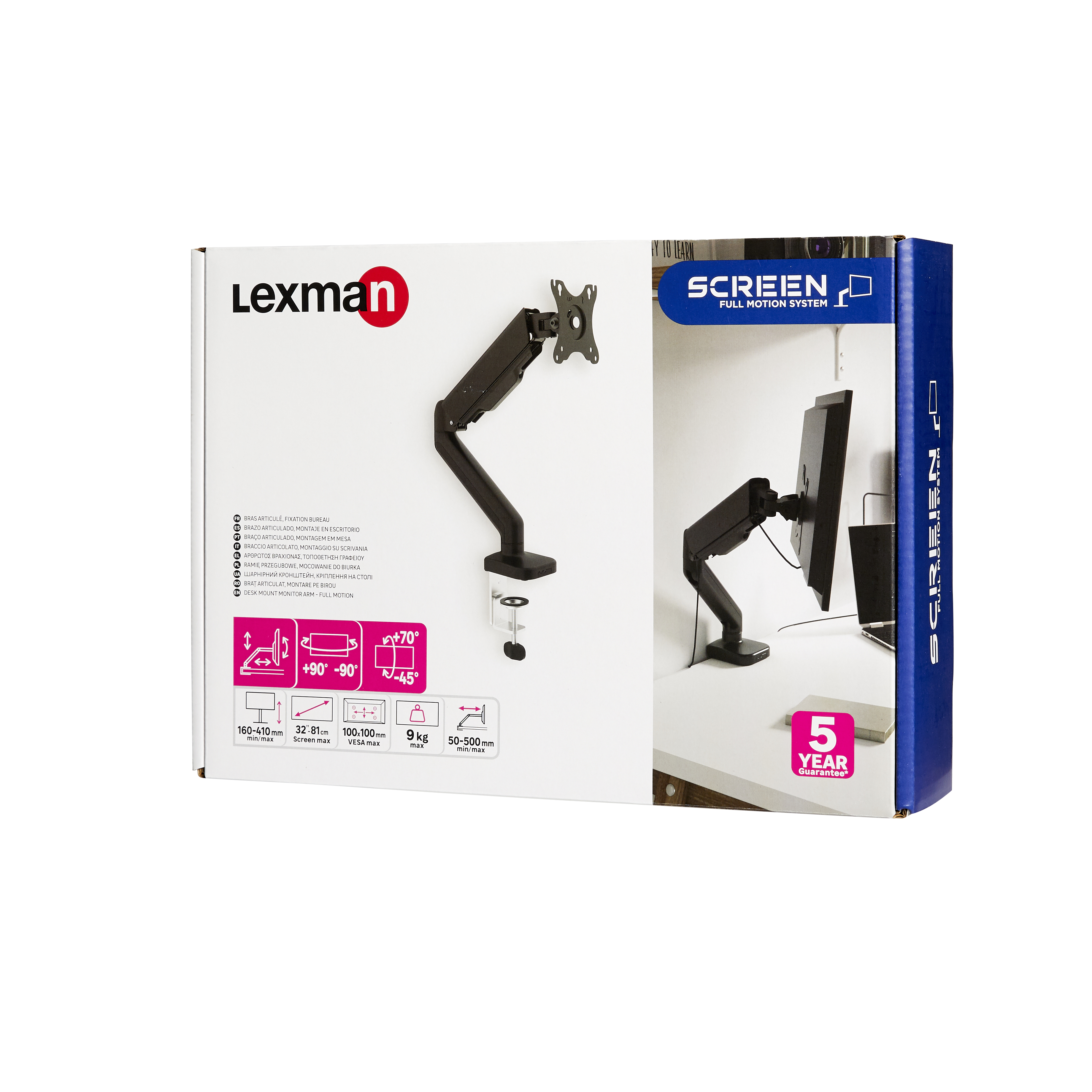 Support bras de bureau articulé LEXMAN, charge maximale 9 kg, 17