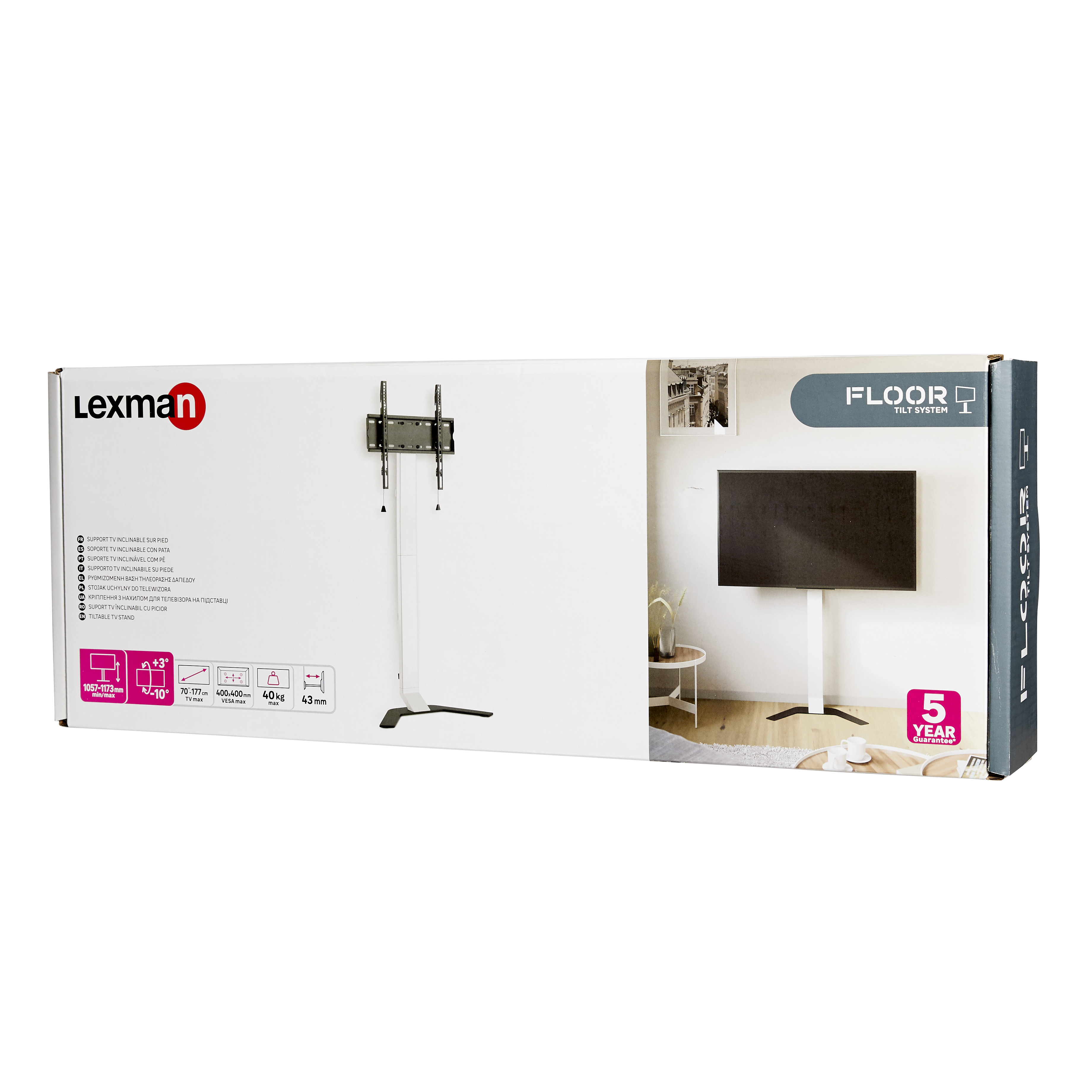 Support mural TV sur pied inclinable 70'max, charge maximale 40 kg, LEXMAN - 8