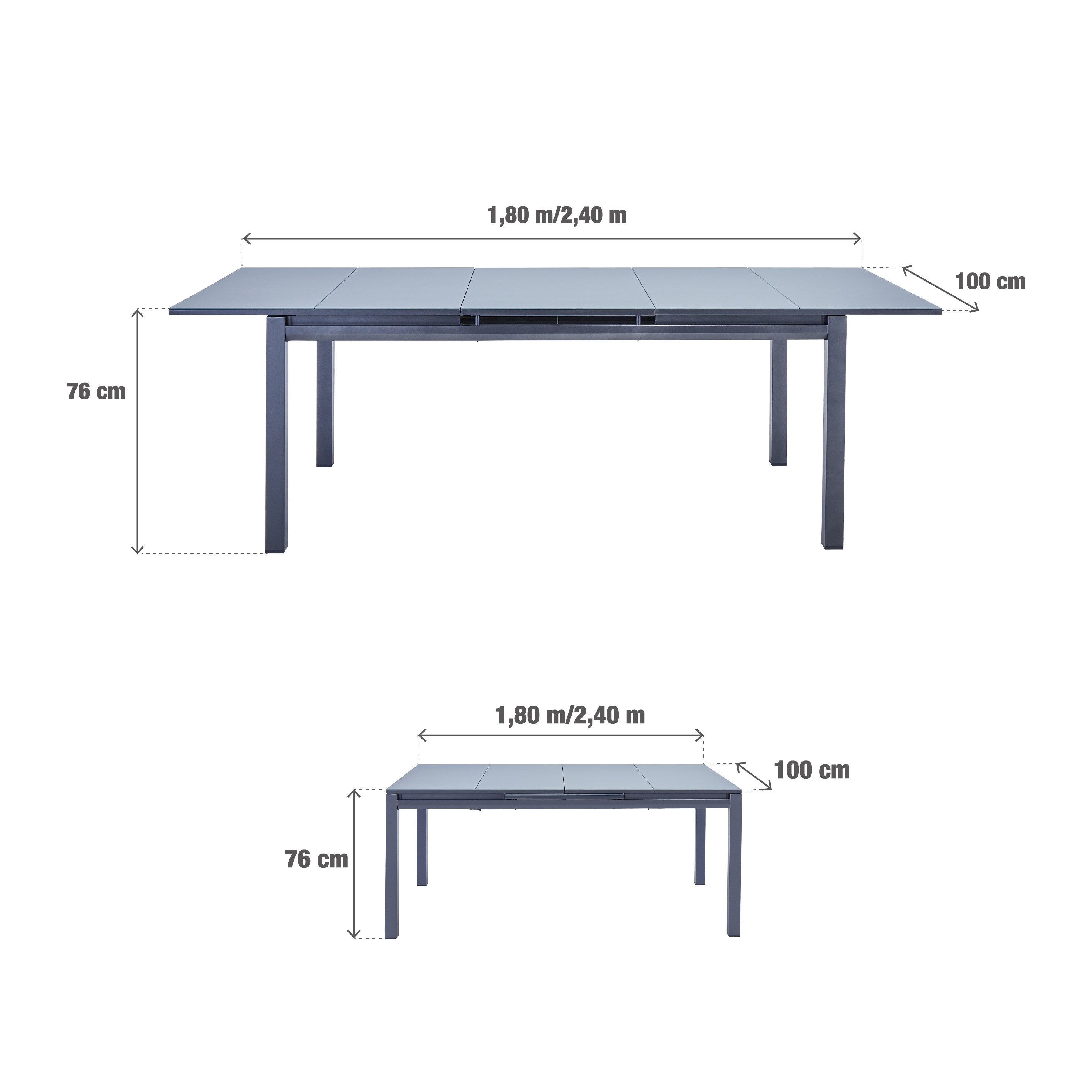 Stół ogrodowy rozsuwany Odyssea 100x180/240 cm antracytowy Naterial - 11
