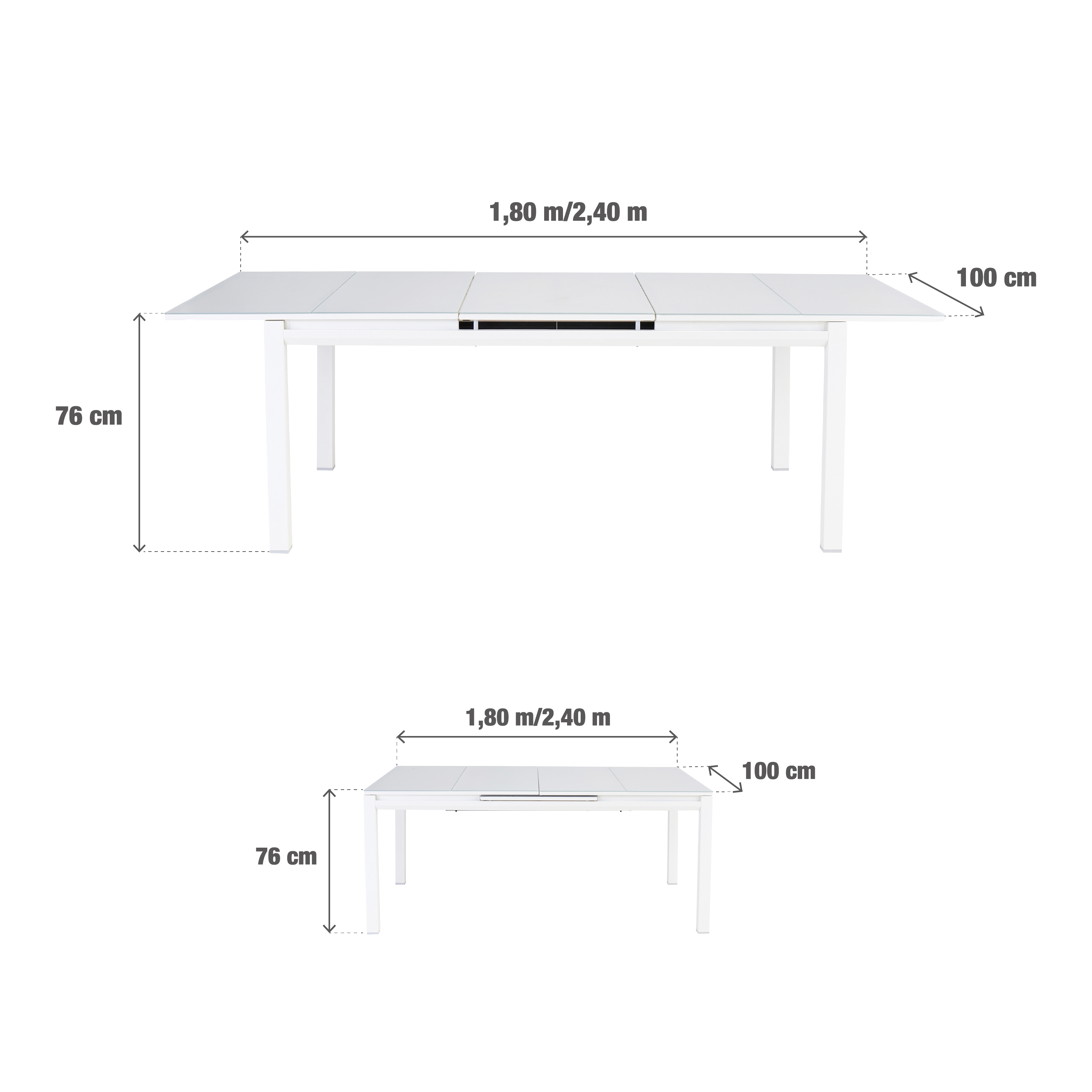Table de jardin NATERIAL Odyssea II alu/verre rectangulaire blanc 8 personnes - 7