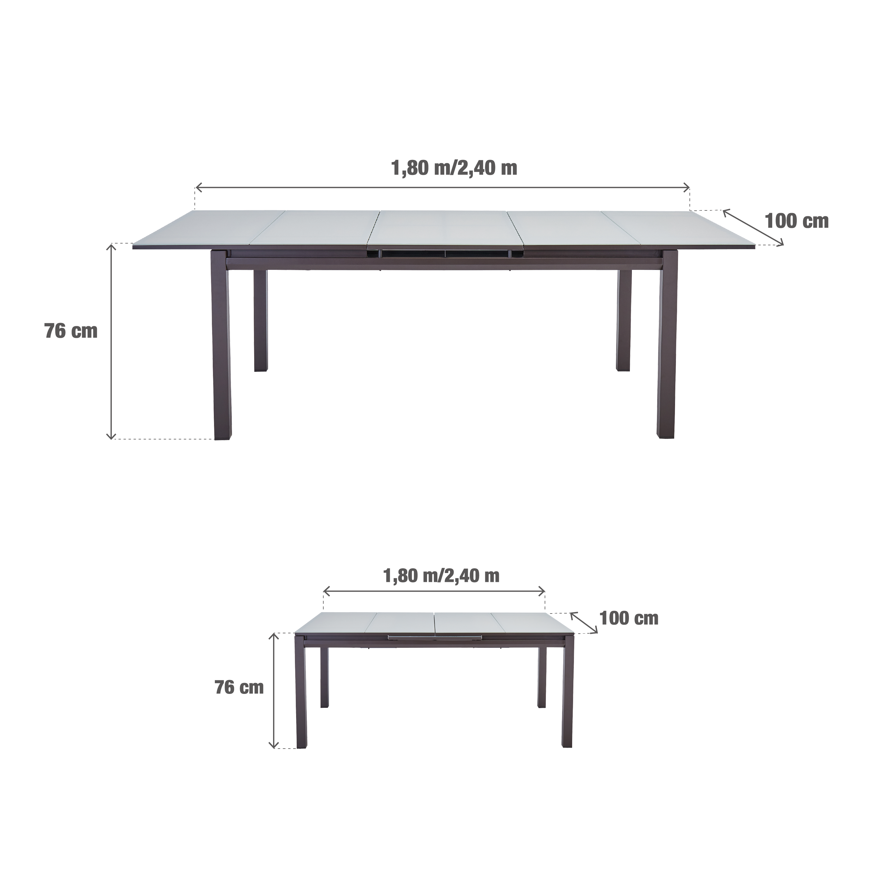 Mesa de alumínio NATERIAL ODYSSEA II EASY VIDRO 180/240X100CM MOKA - 8