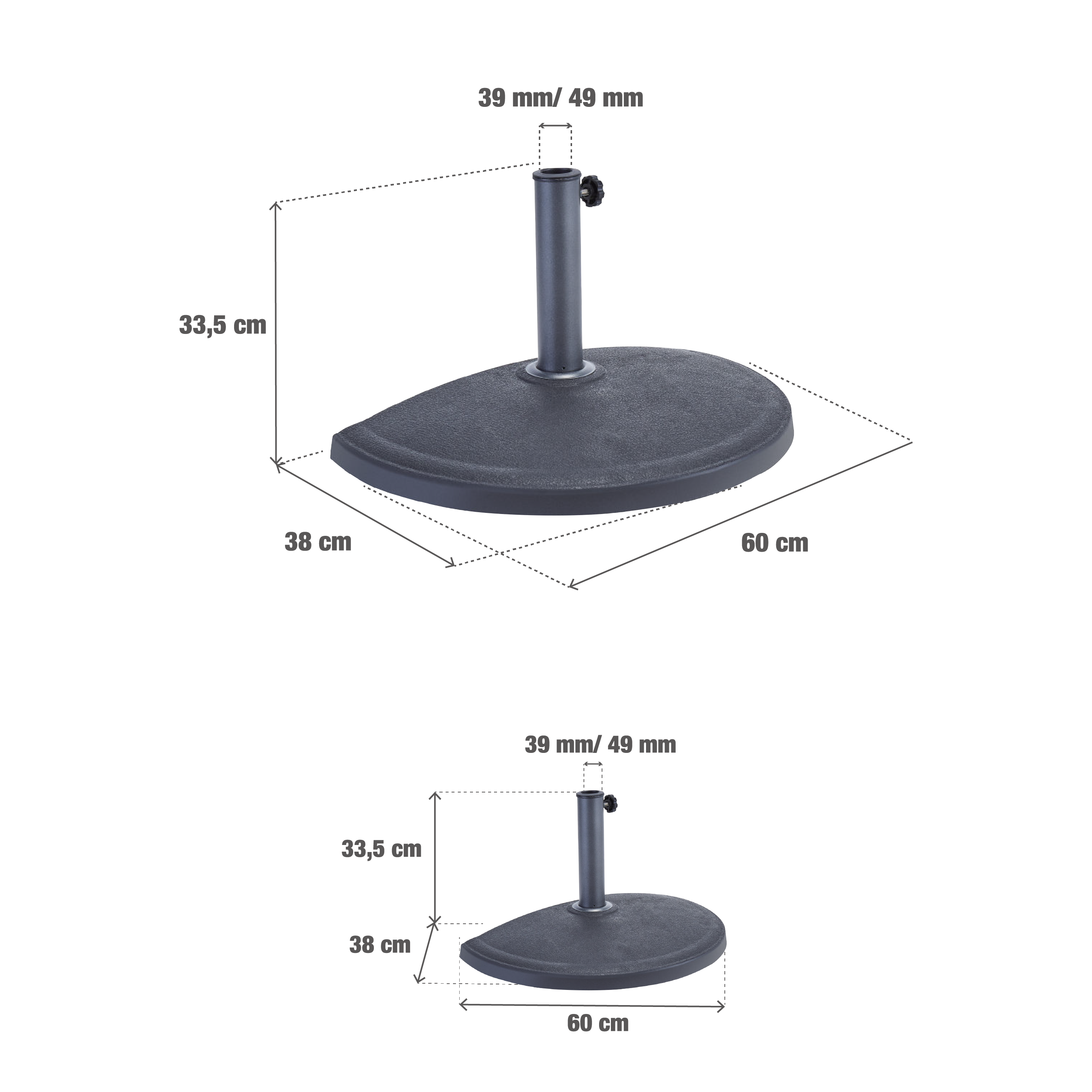 Base per ombrellone riempibile in acciaio nero NATERIAL L 60 x P 38 x H 33.5 cm - 4