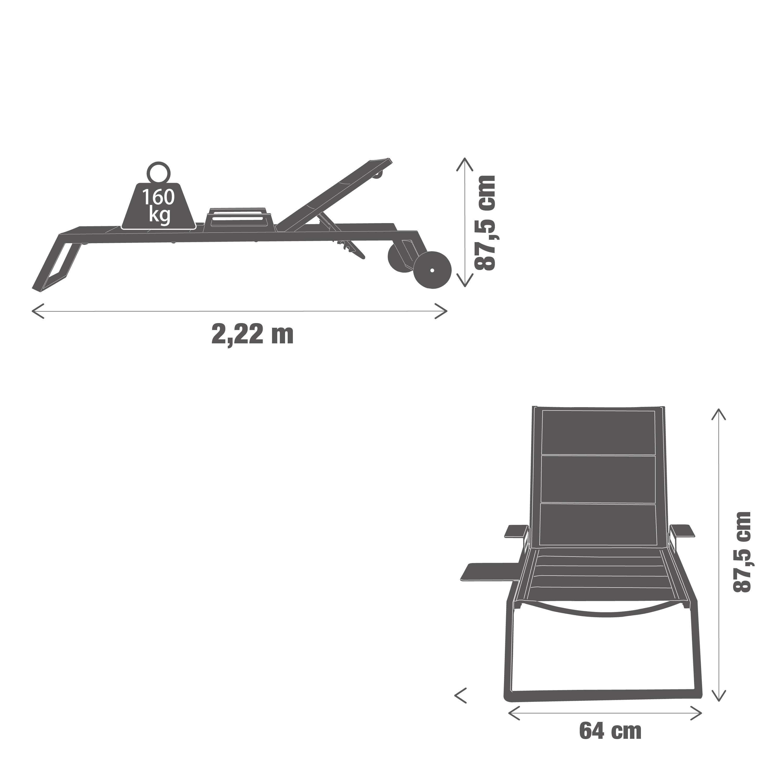 Espreguiçadeira de alumínio NATERIAL ODYSSEA II ANTRACITE - 8